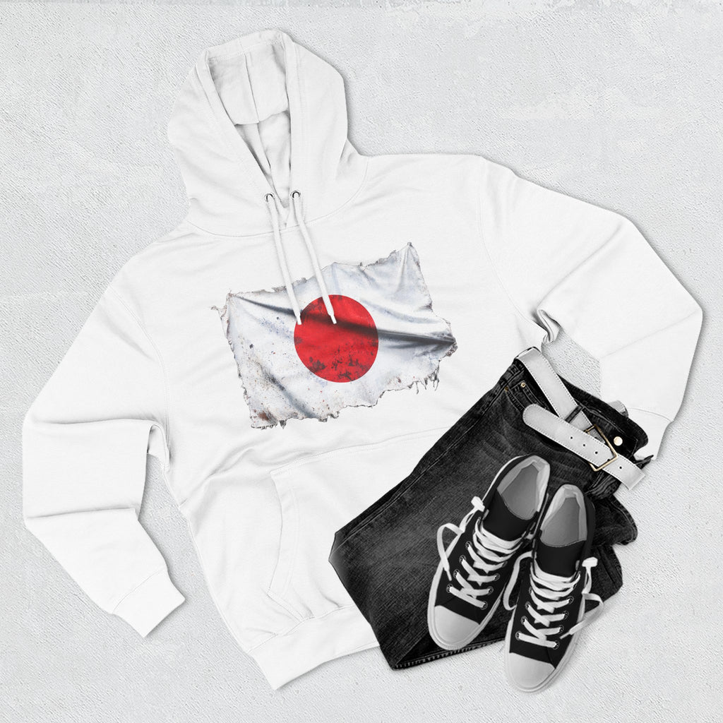 Distressed Japan Flag Pullover Hoodie | Japan Graphic Fleece Hoodie