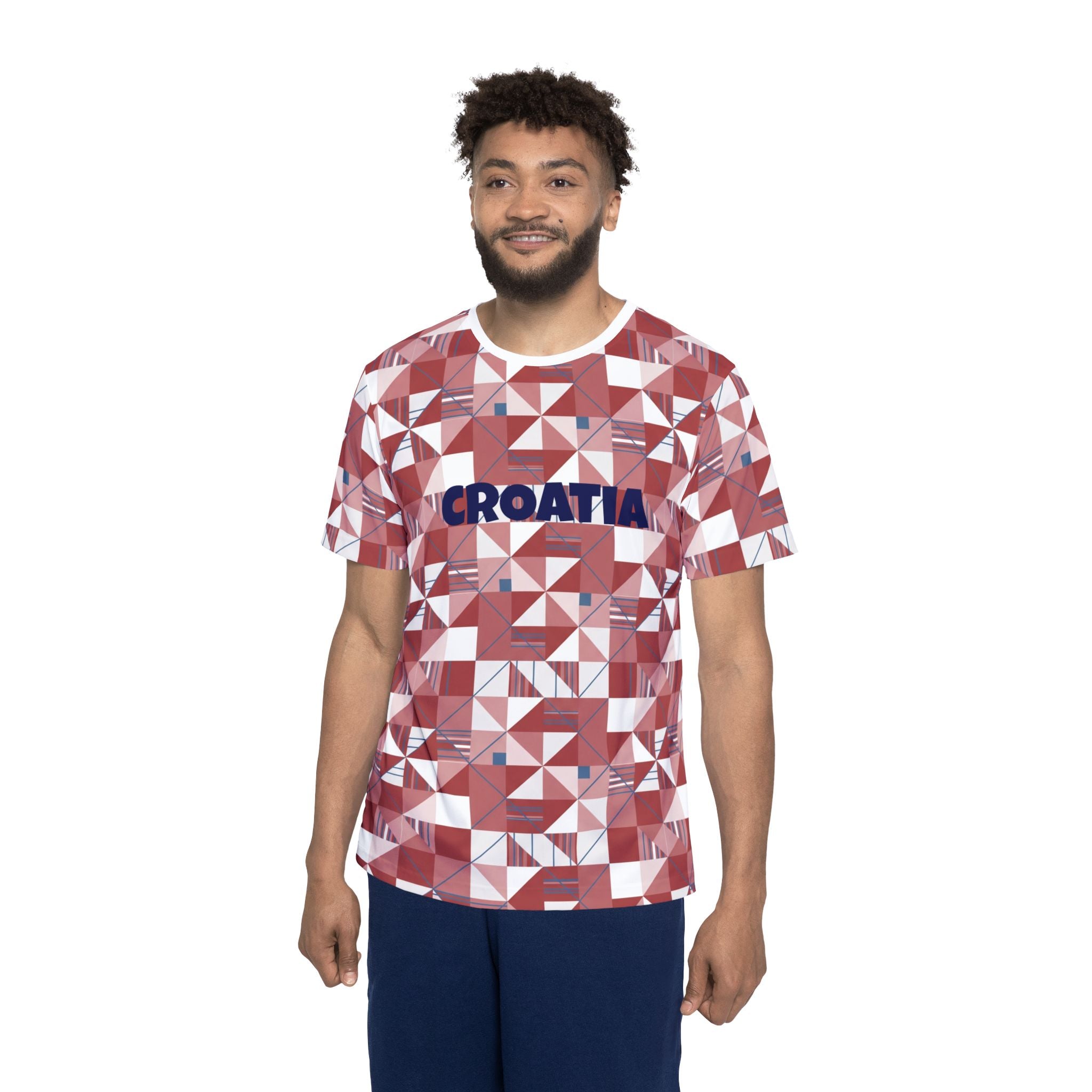 Croatia Checkerboard Pattern Soccer Jersey - Minimalist Football Fan Shirt