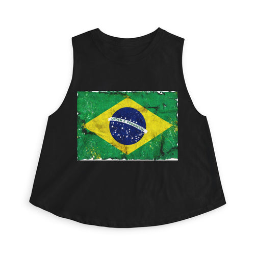 Brazil Flag Distressed Crop Top | Vintage Brazilian Flag Tank