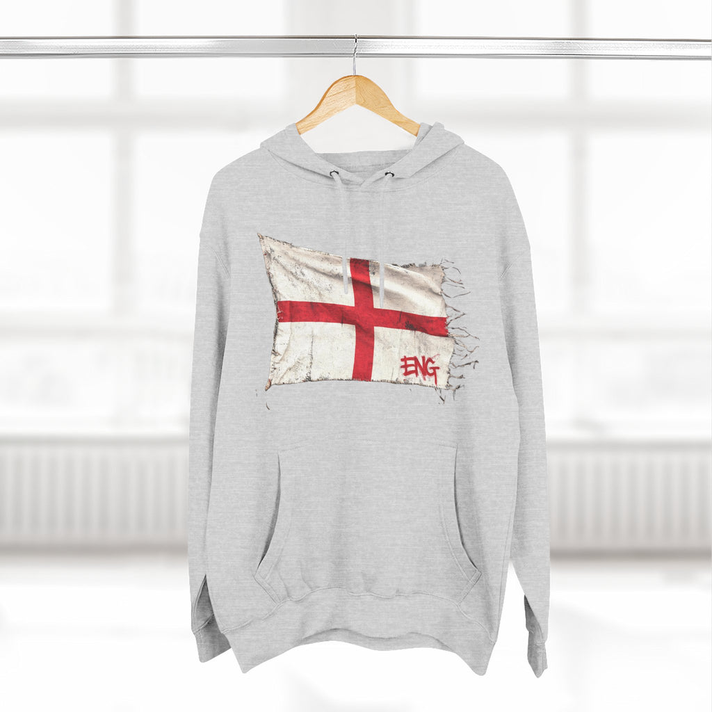 Distressed England Flag Pullover Hoodie | England Graphic Fleece Hoodie