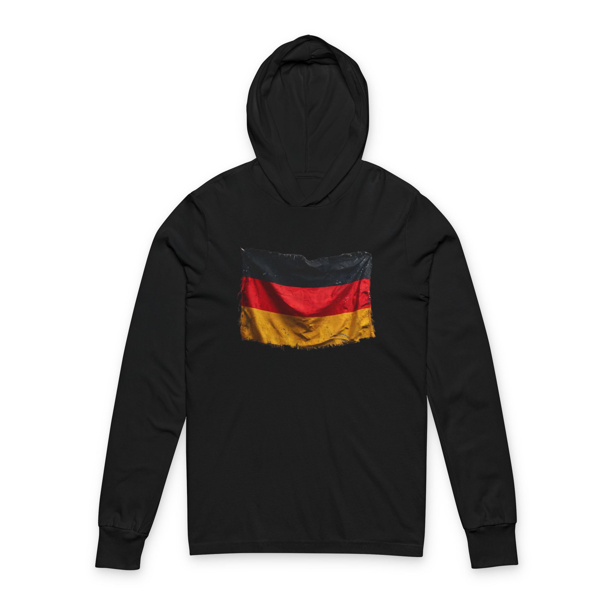 Distressed Germany Flag Hooded Long Sleeve Tee | Germany Graphic Sleeve Hoodie