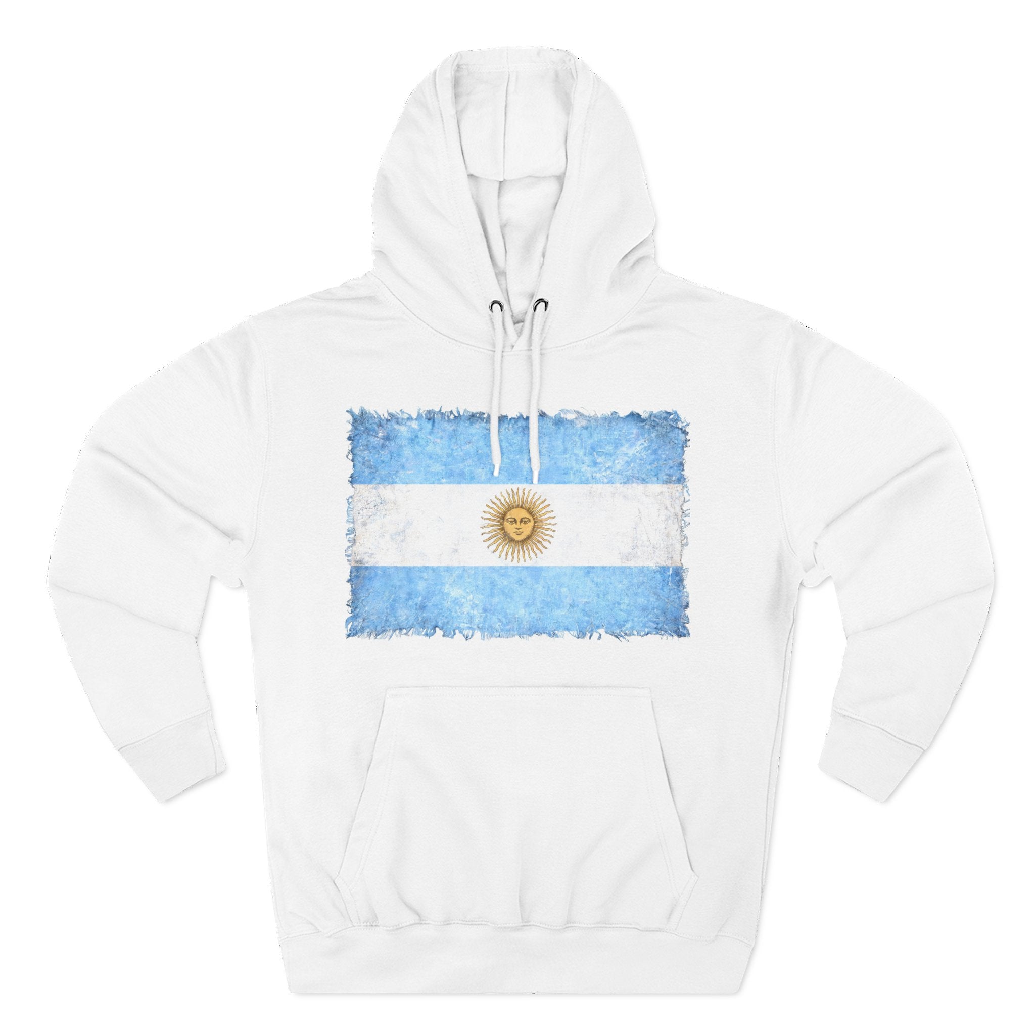 Distressed Argentina Flag Pullover Hoodie | Argentina Graphic Fleece Hoodie