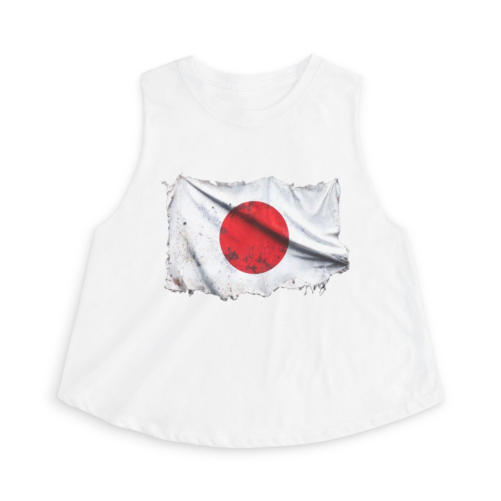 Japan Flag Crop Top — Vintage Distressed Rising Sun Graphic
