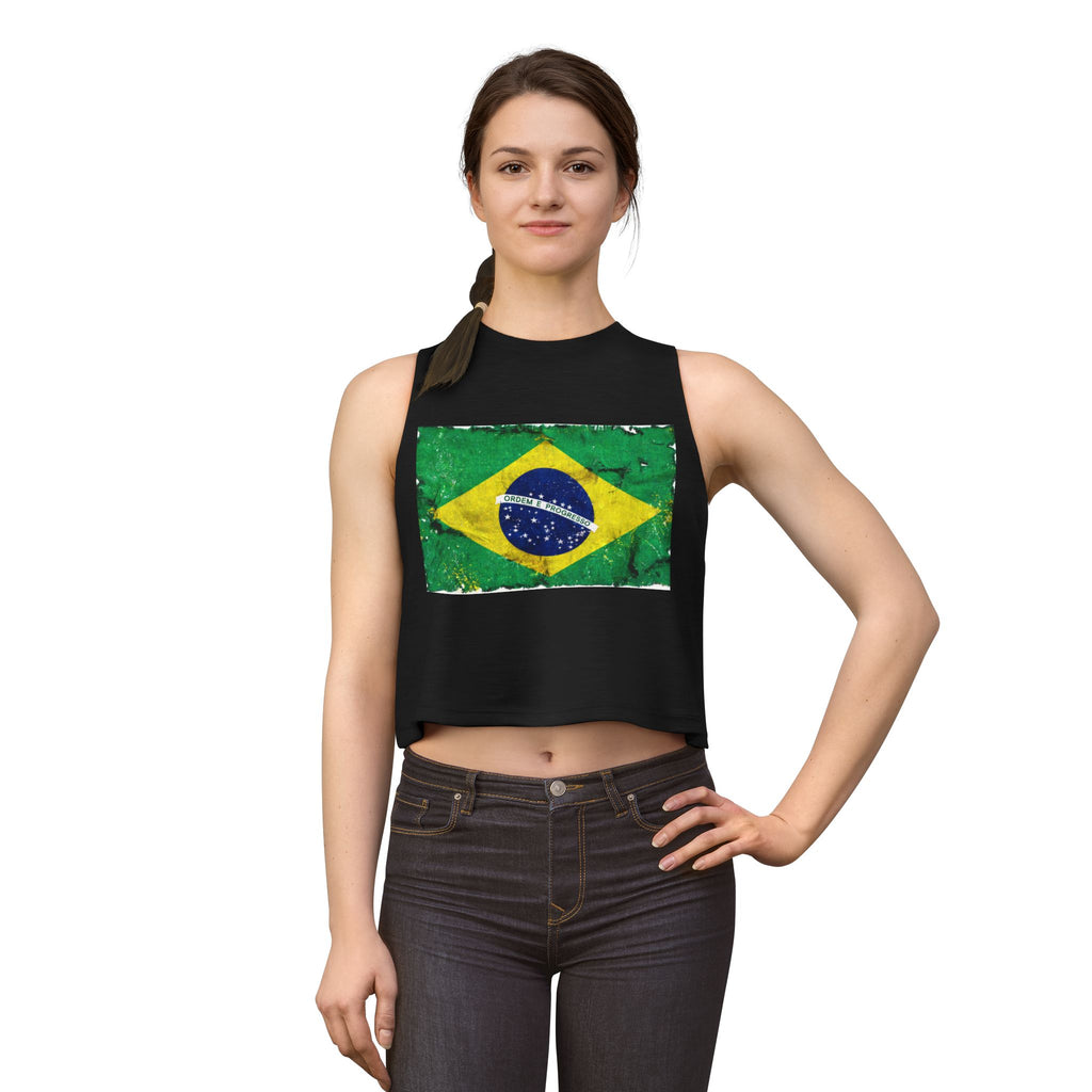 Brazil Flag Distressed Crop Top | Vintage Brazilian Flag Tank