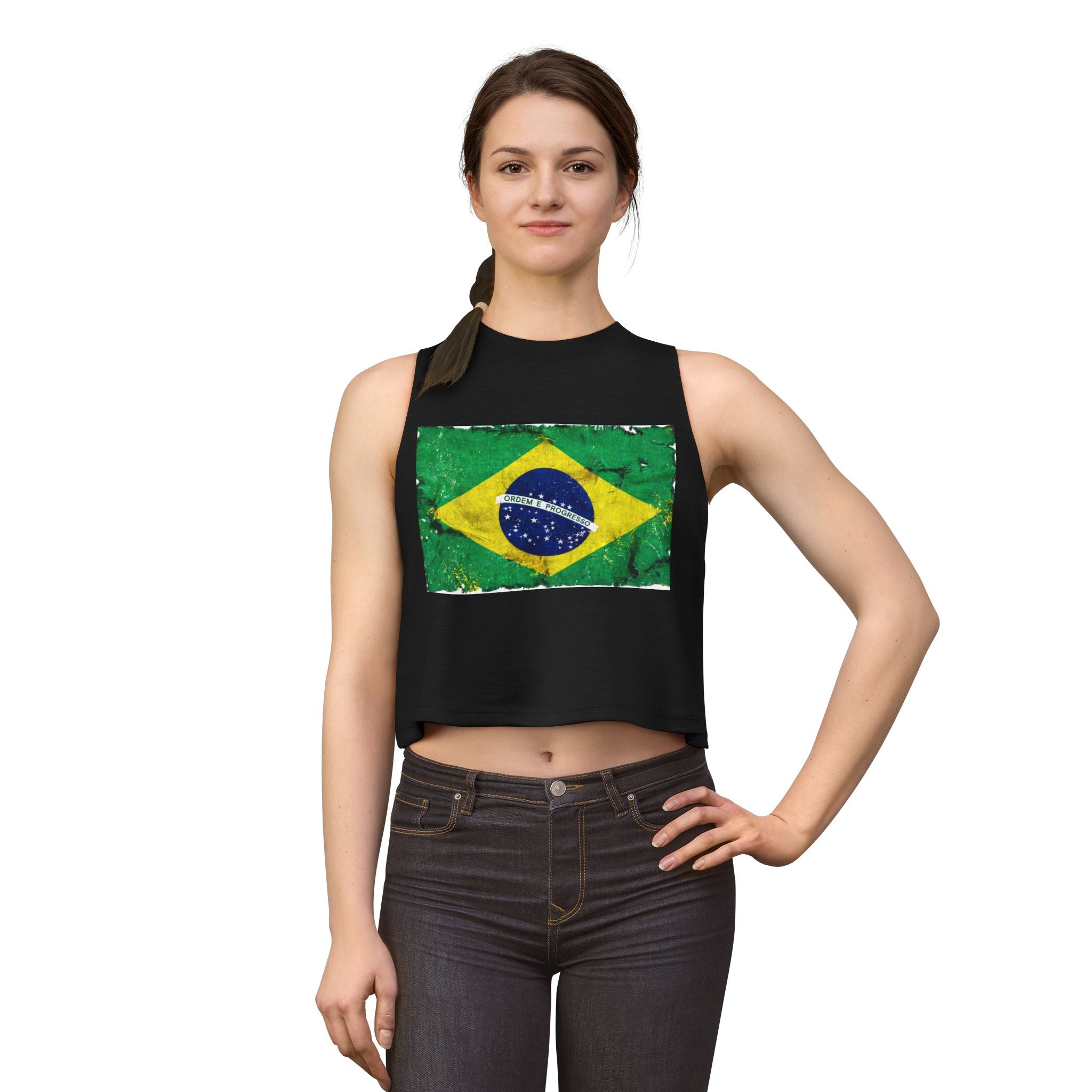 Brazil Flag Distressed Crop Top | Vintage Brazilian Flag Tank