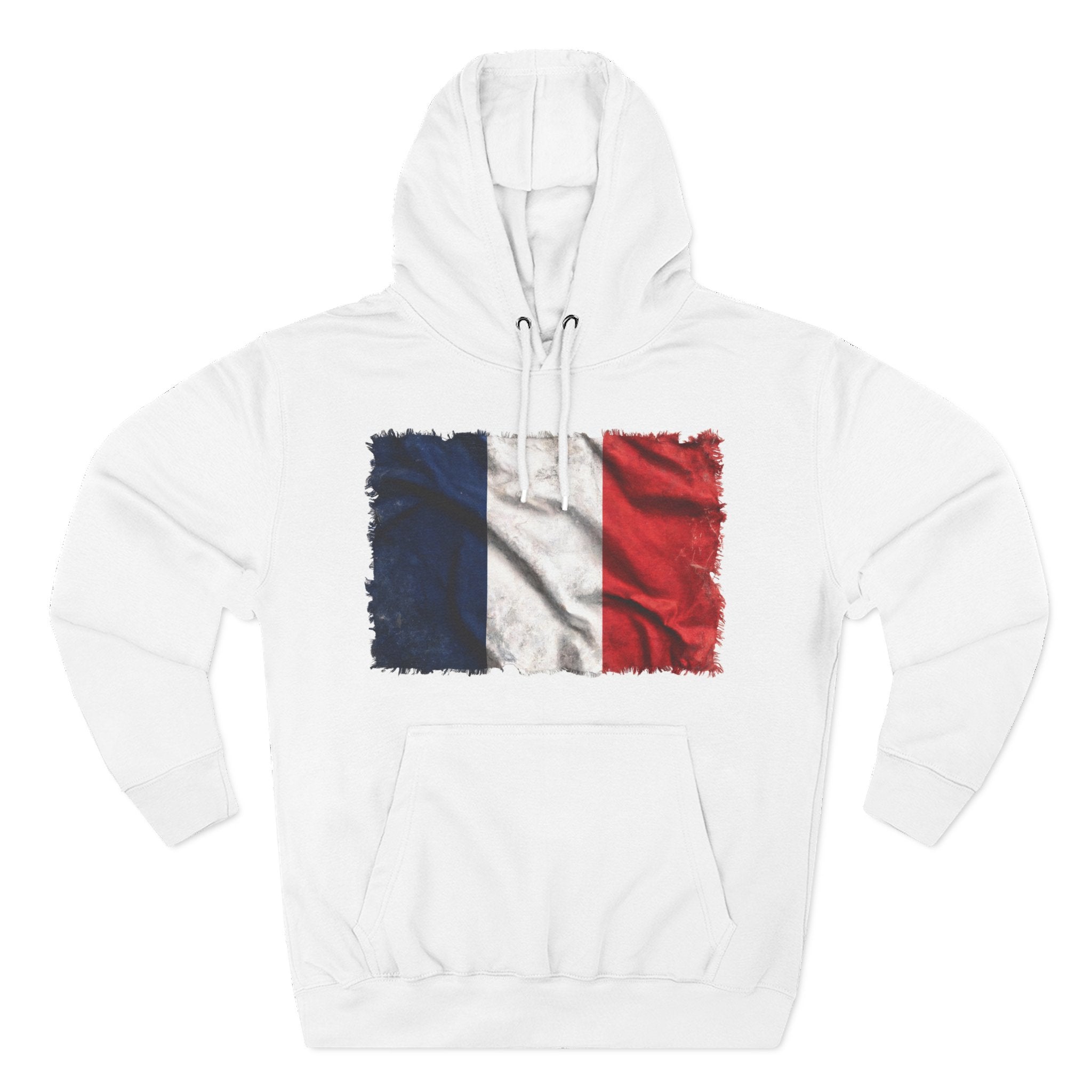 Distressed France Flag Pullover Hoodie | France Graphic Fleece Hoodie