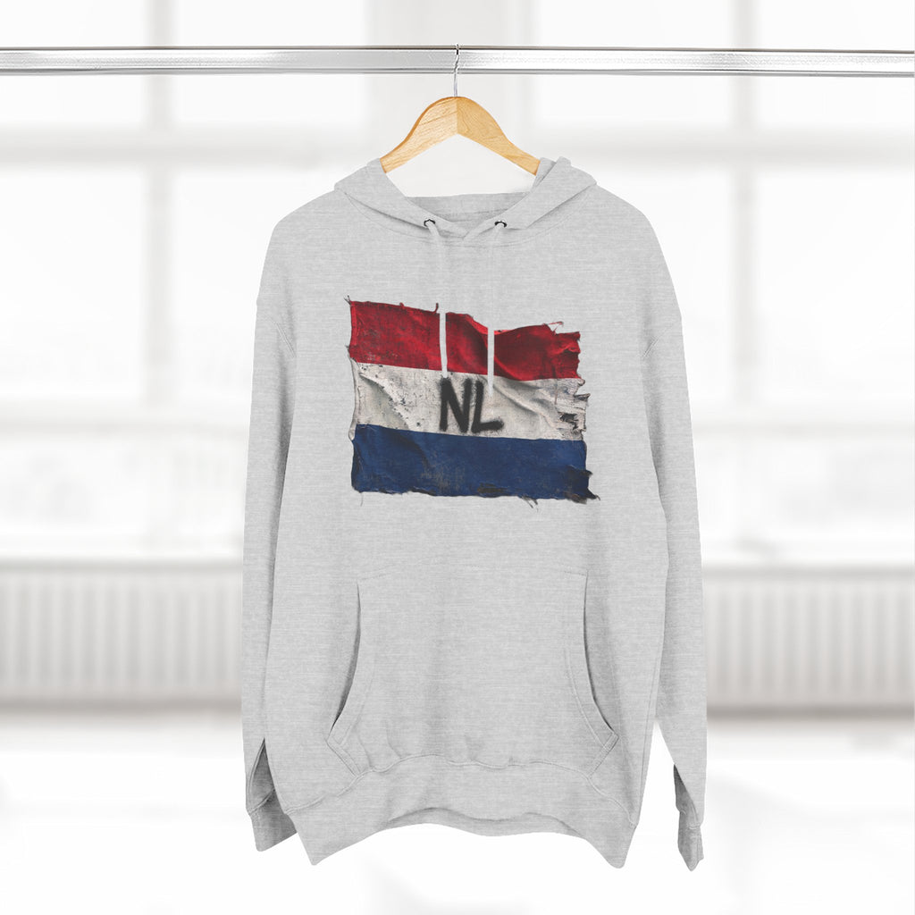 NL Flag Hoodie — Distressed Netherlands Tricolor Pullover