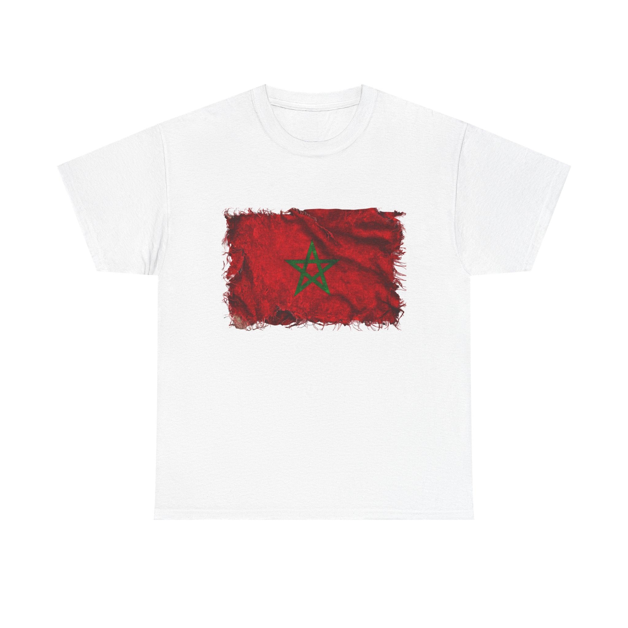 Distressed Morocco Flag Tee | Morocco Graphic Cotton T-Shirt