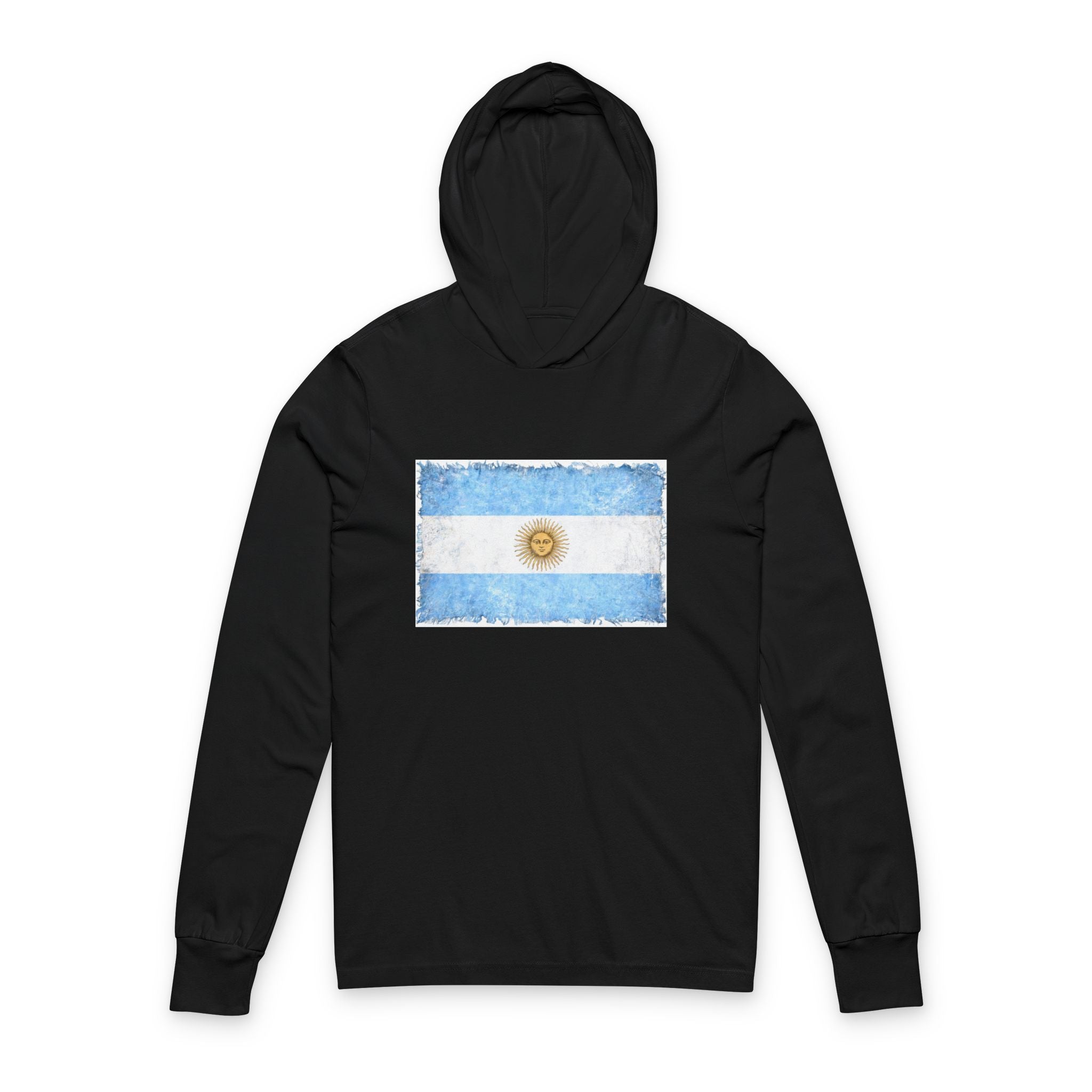 Argentinian Flag Brushstroke Hoodie | Argentina Flag Long Sleeve Hooded Tee