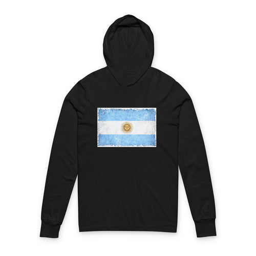 Argentinian Flag Brushstroke Hoodie | Argentina Flag Long Sleeve Hooded Tee