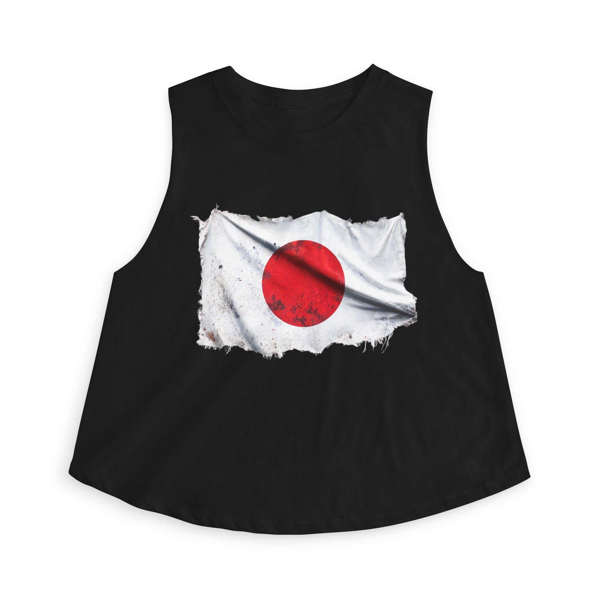 Japan Flag Crop Top — Vintage Distressed Rising Sun Graphic