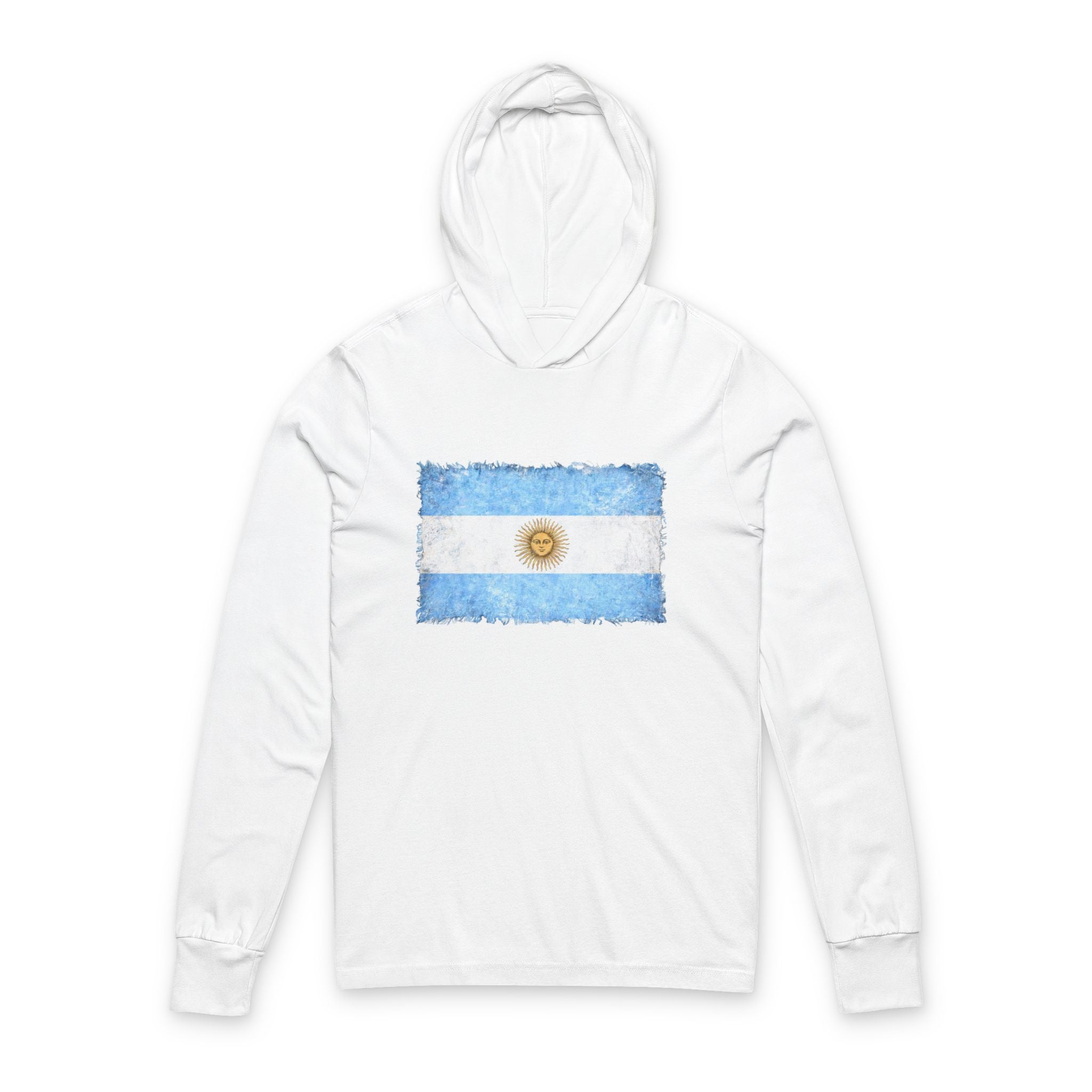 Argentinian Flag Brushstroke Hoodie | Argentina Flag Long Sleeve Hooded Tee