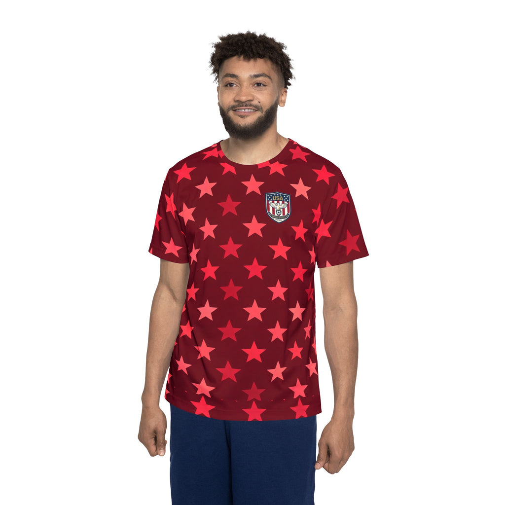 Red Star Pattern USA Emblem Jersey