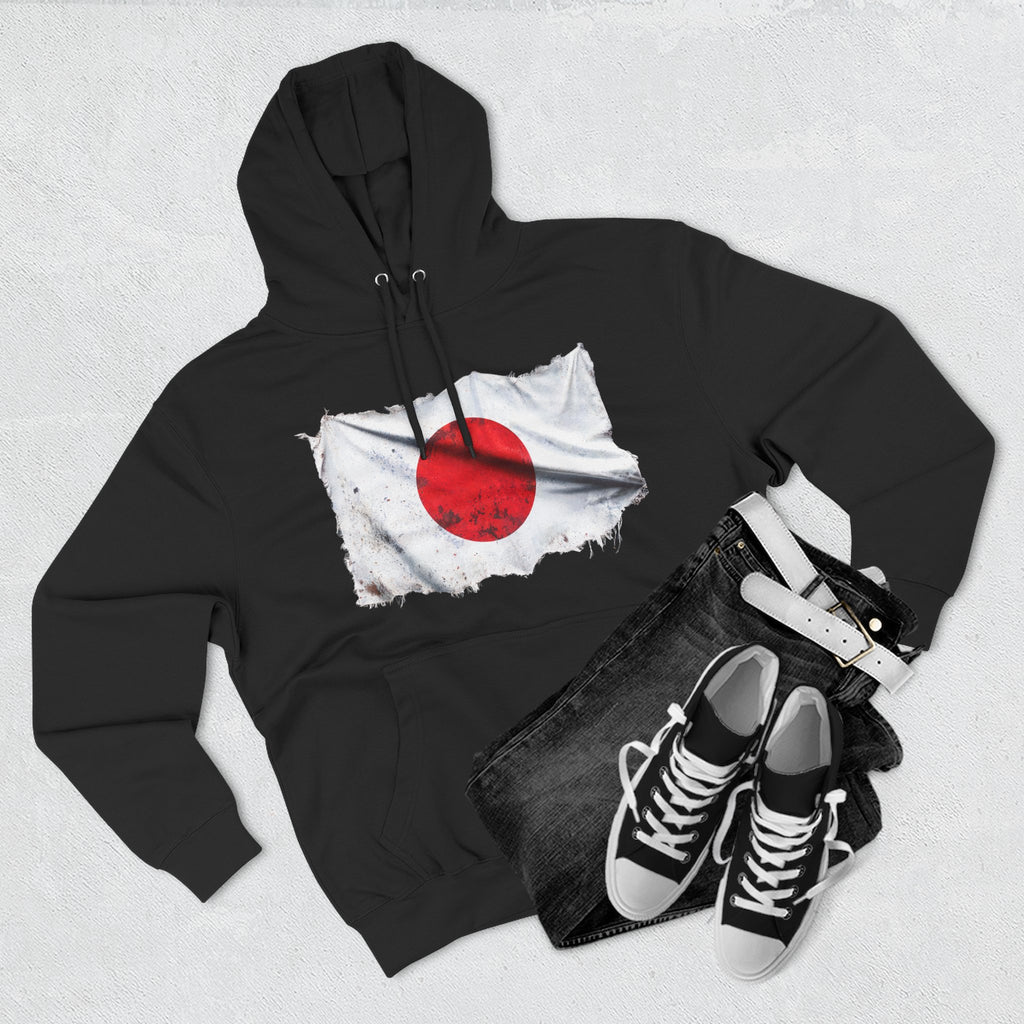 Distressed Japan Flag Pullover Hoodie | Japan Graphic Fleece Hoodie