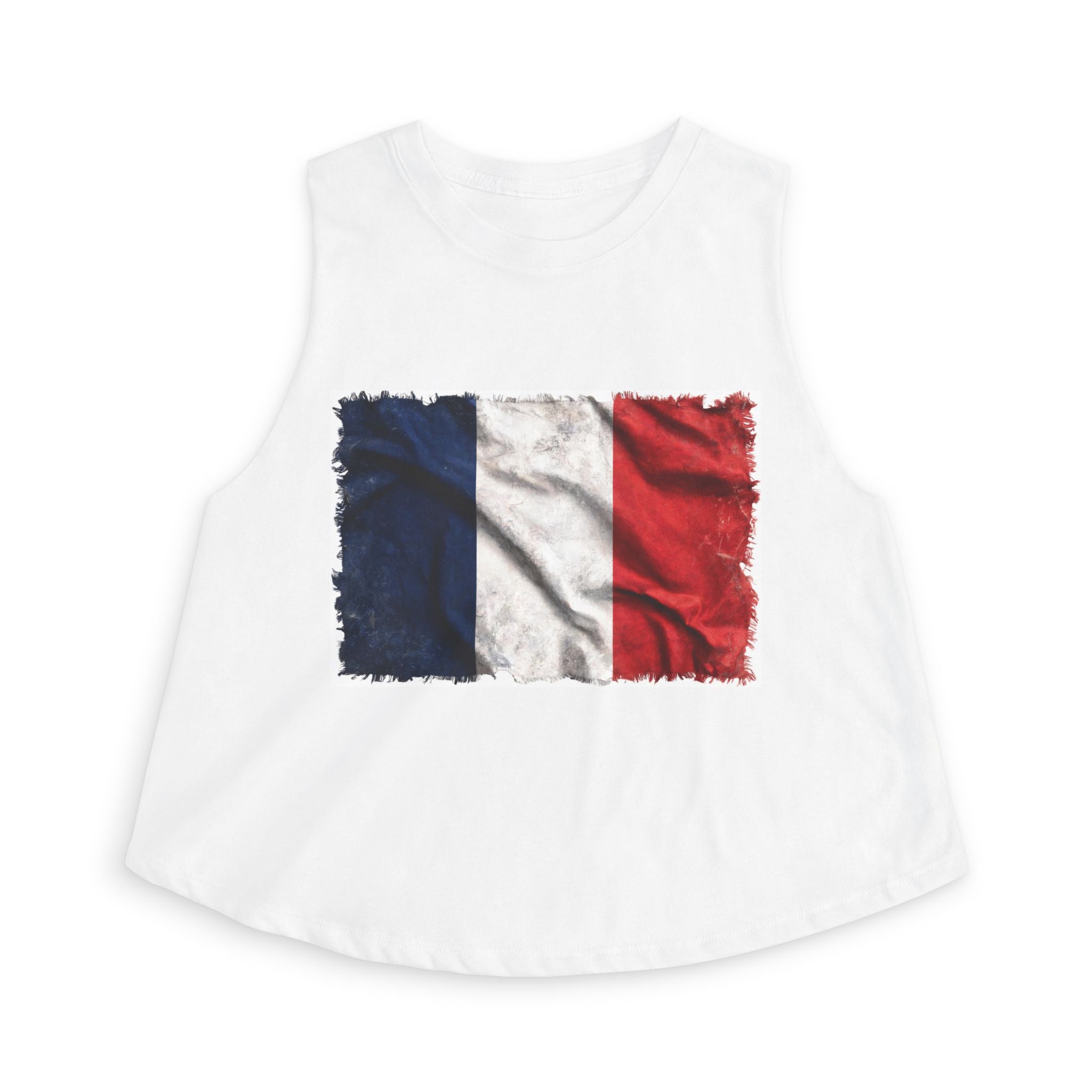 Distressed French Flag Crop Top | France Tricolor Tank