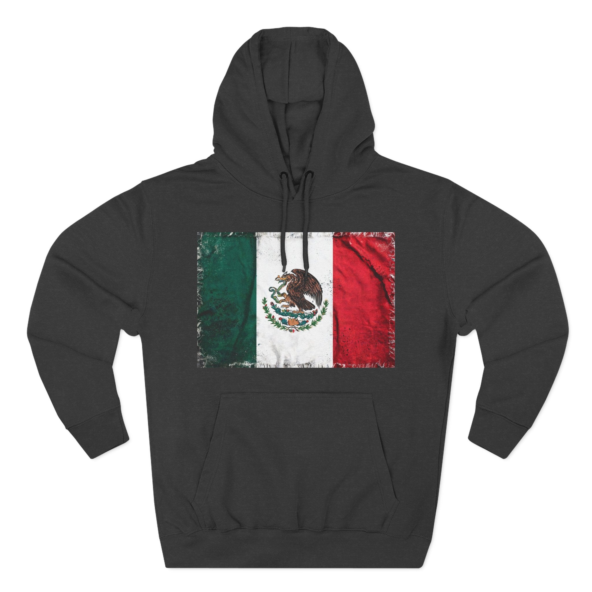 Distressed Mexico Flag Pullover Hoodie | Mexico Graphic Fleece Hoodie