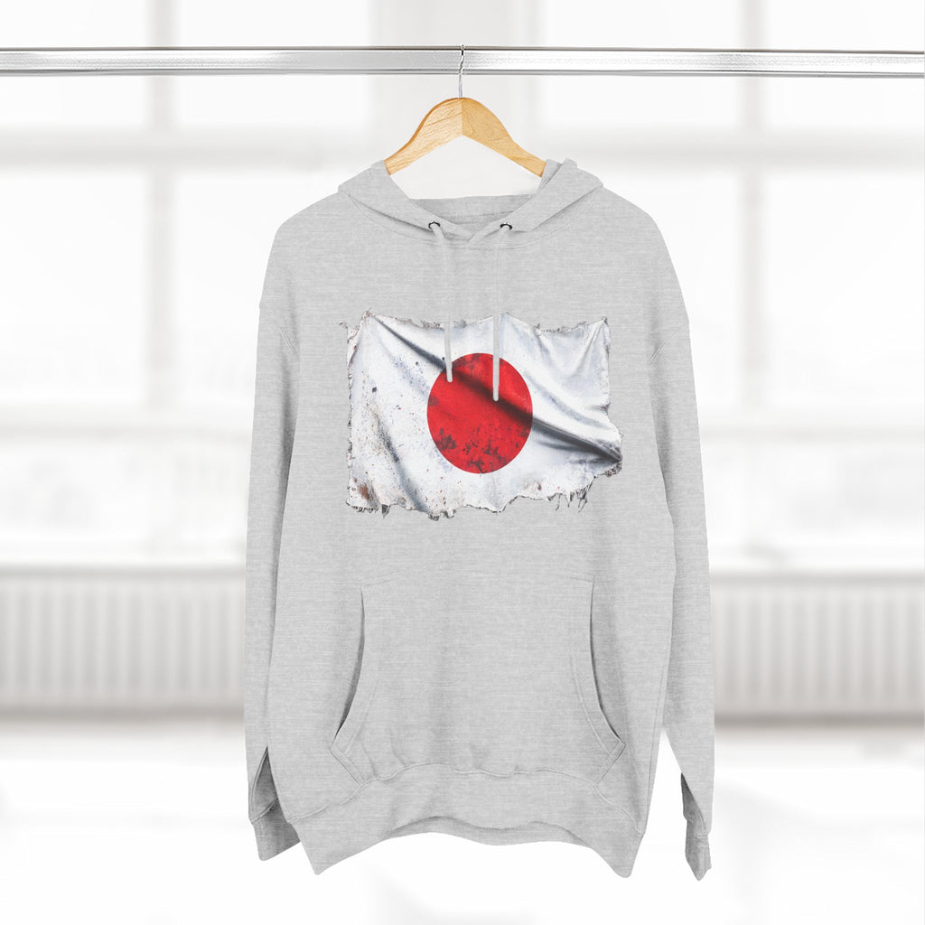 Distressed Japan Flag Pullover Hoodie | Japan Graphic Fleece Hoodie