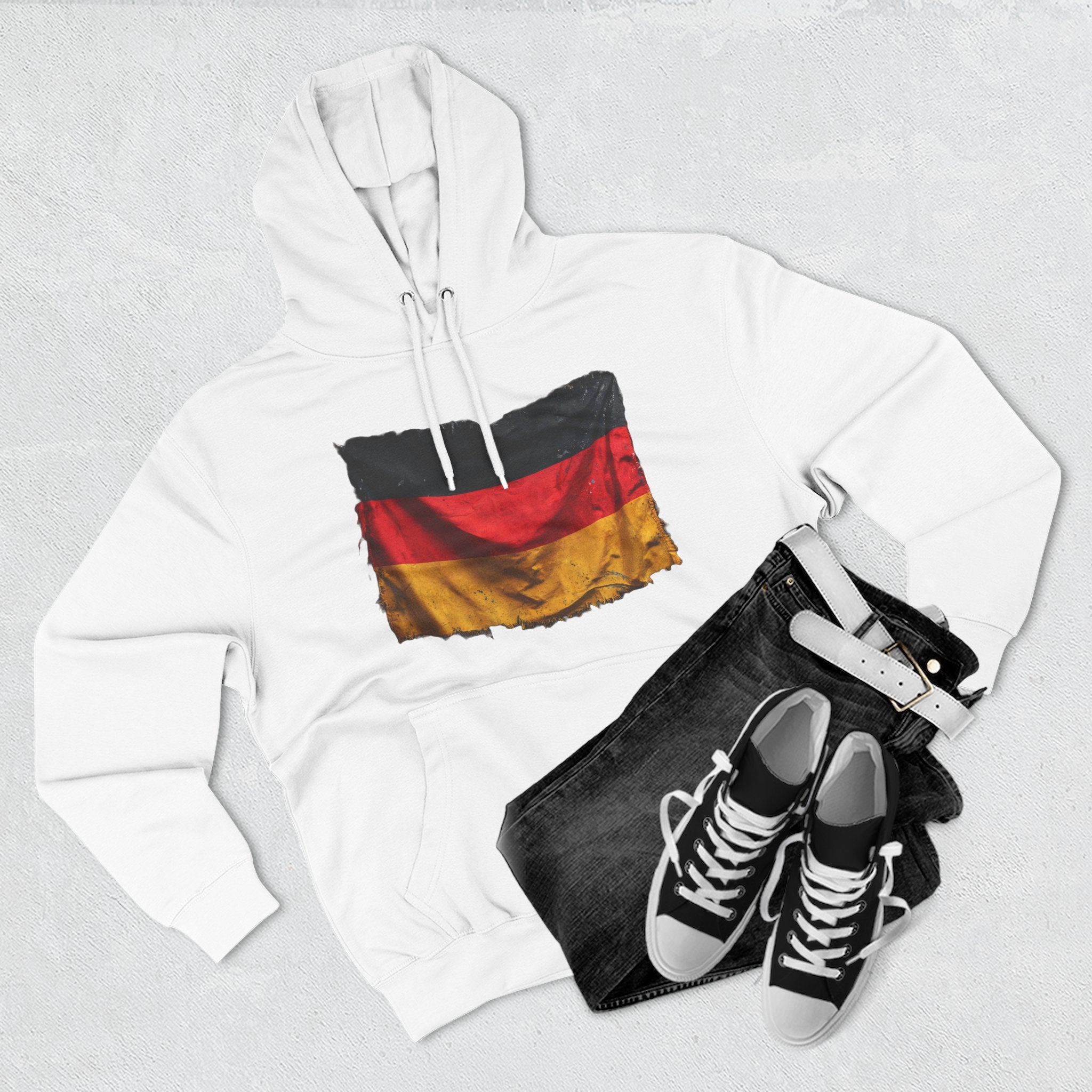 Distressed Germany Flag Pullover Hoodie | Germany Graphic Fleece Hoodie
