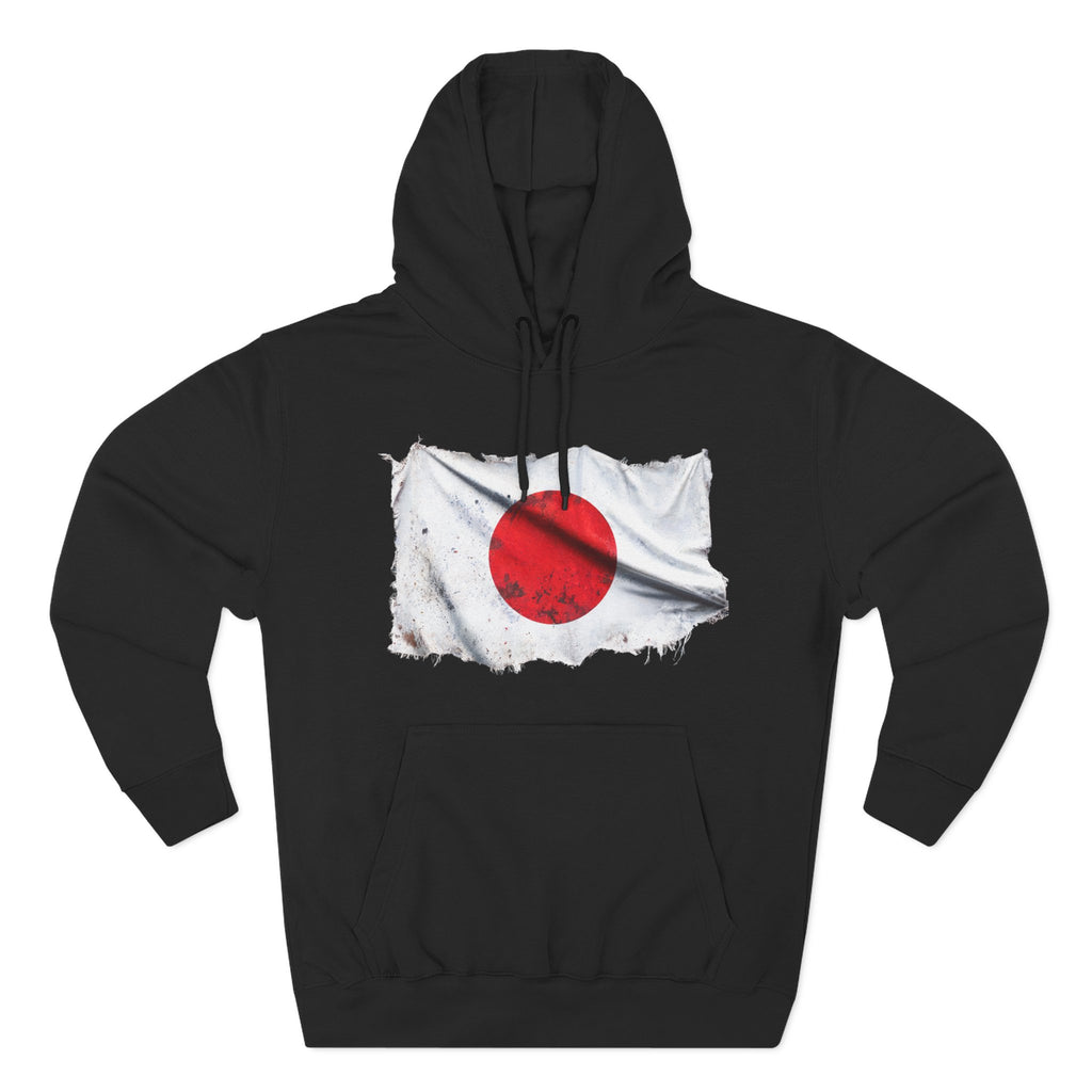 Distressed Japan Flag Pullover Hoodie | Japan Graphic Fleece Hoodie