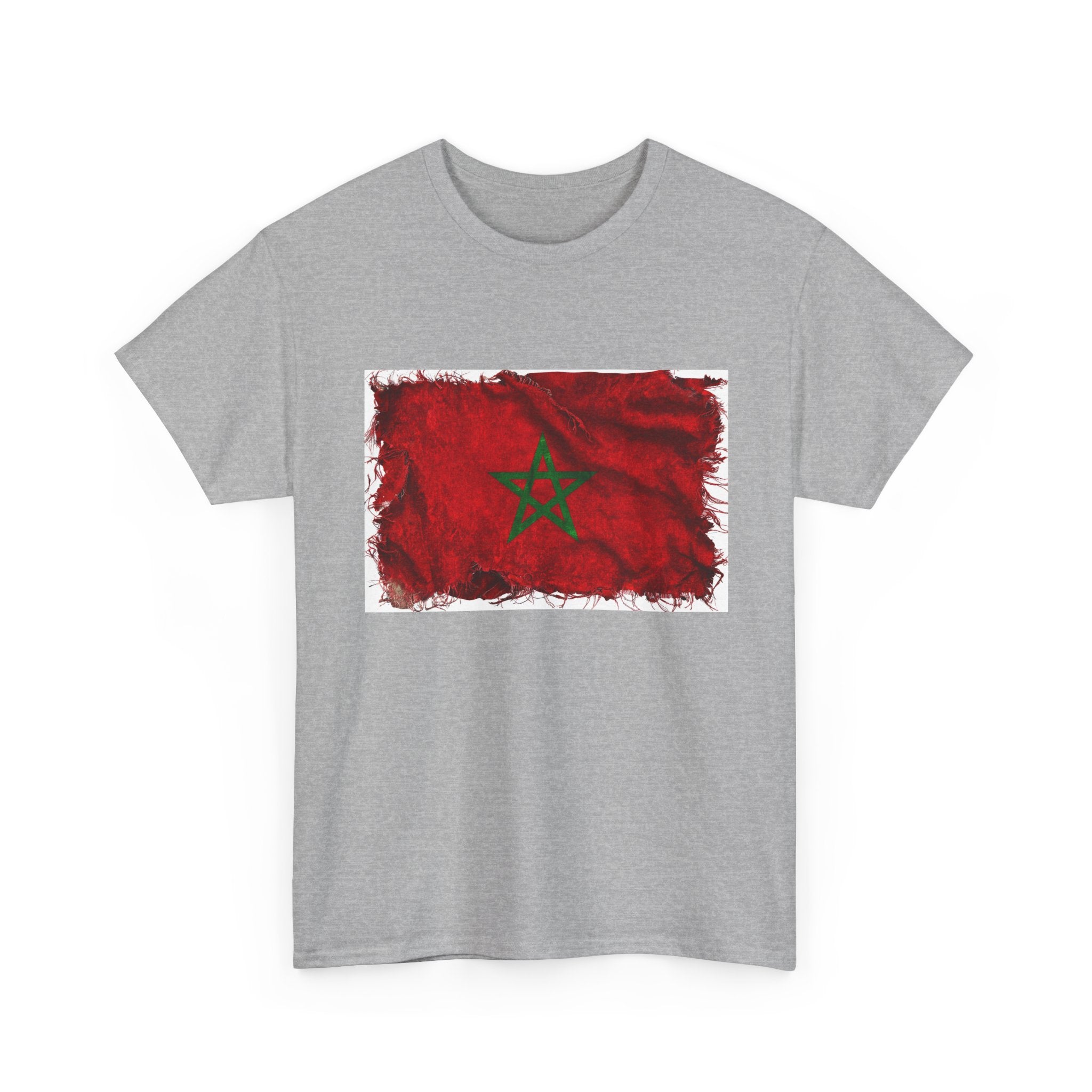 Distressed Morocco Flag Tee | Morocco Graphic Cotton T-Shirt