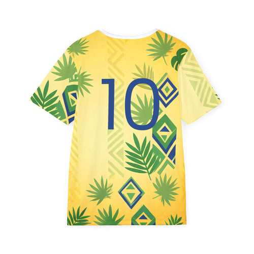 Brazil Tropical Leaf Football Jersey | Number 10 Soccer Shirt