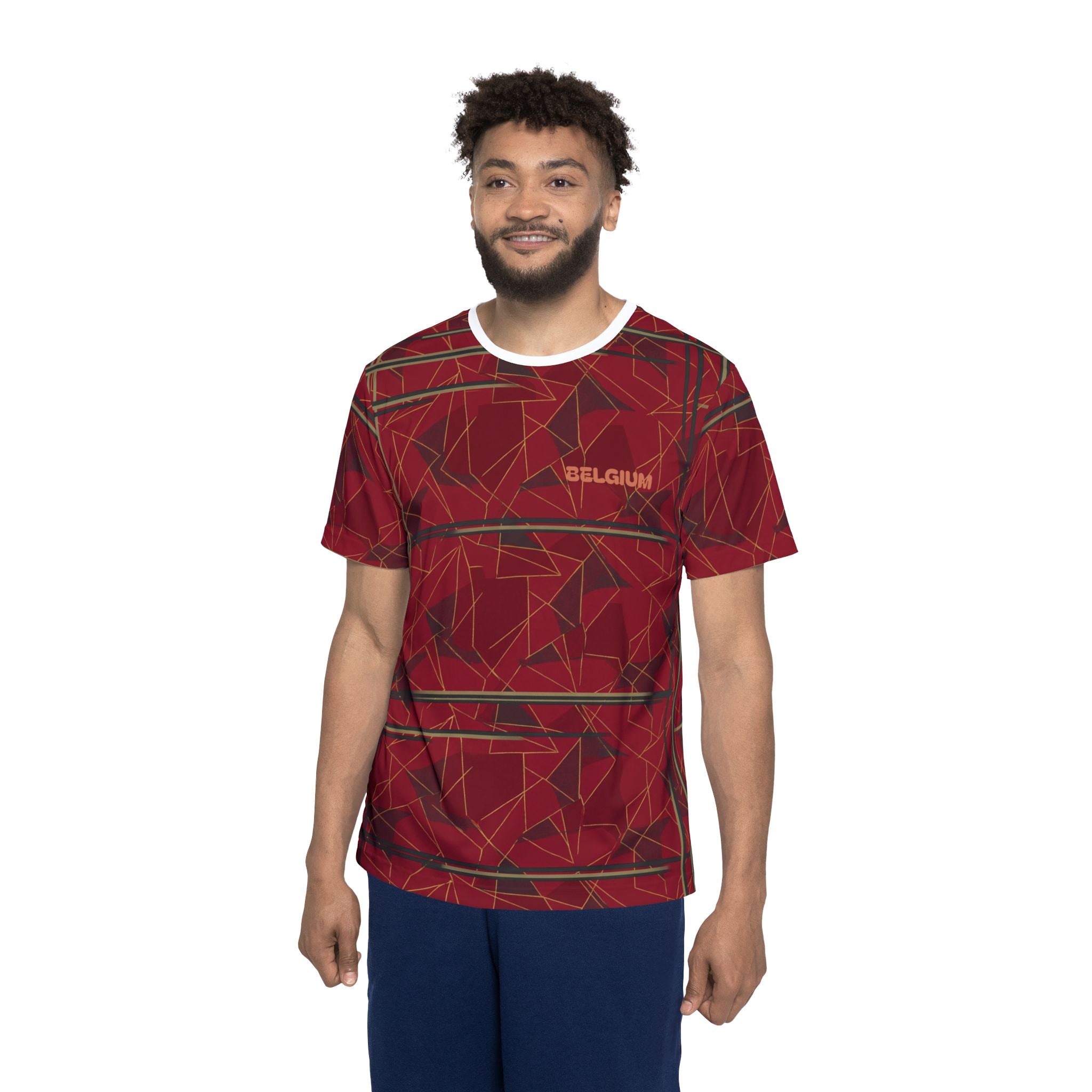 Belgium Geometric Pattern Soccer Jersey - Minimalist Football Fan Shirt