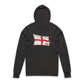 Distressed England Flag Hooded Long Sleeve Tee | England Graphic Sleeve Hoodie