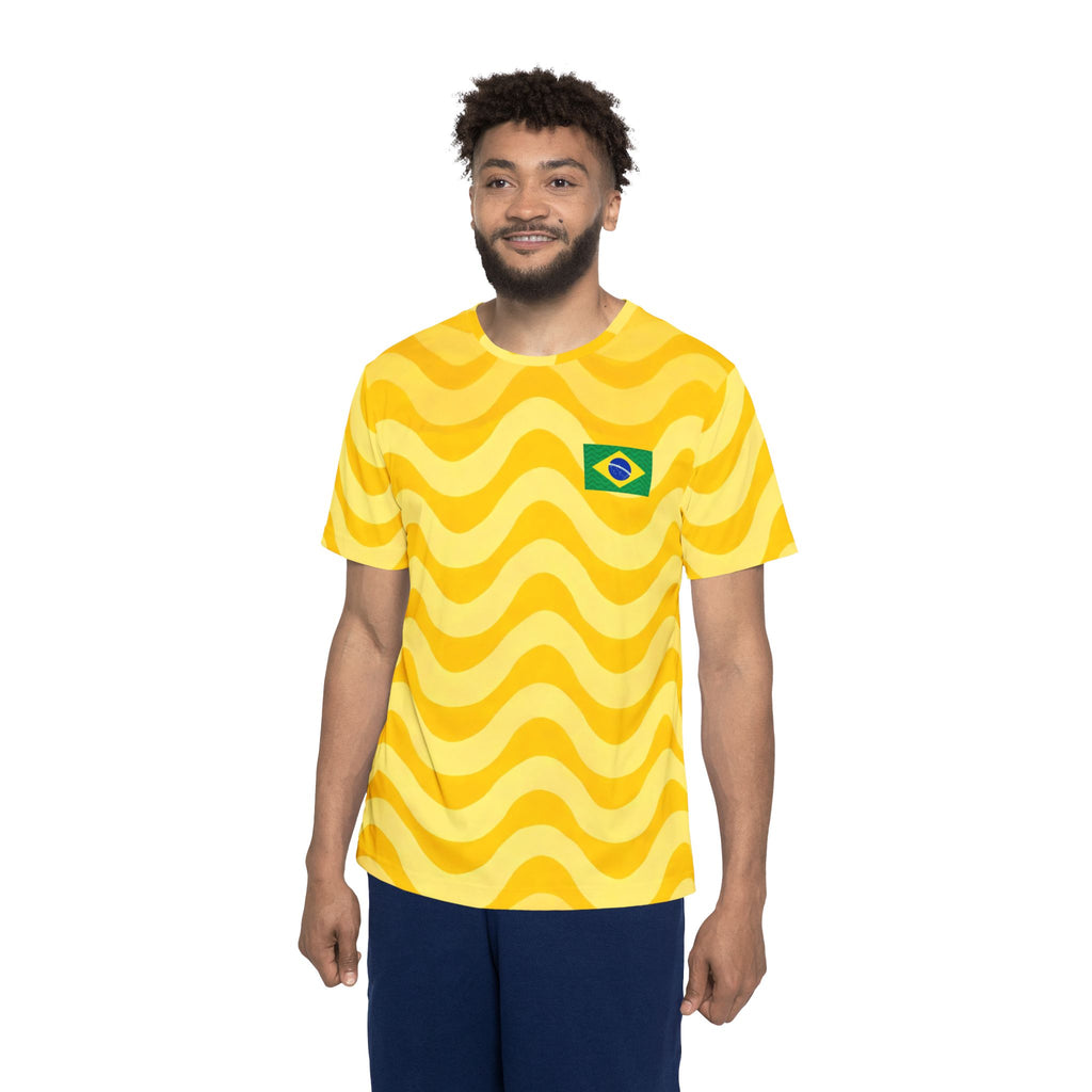 Brazil Flag Wave Pattern Jersey | Sports Jersey