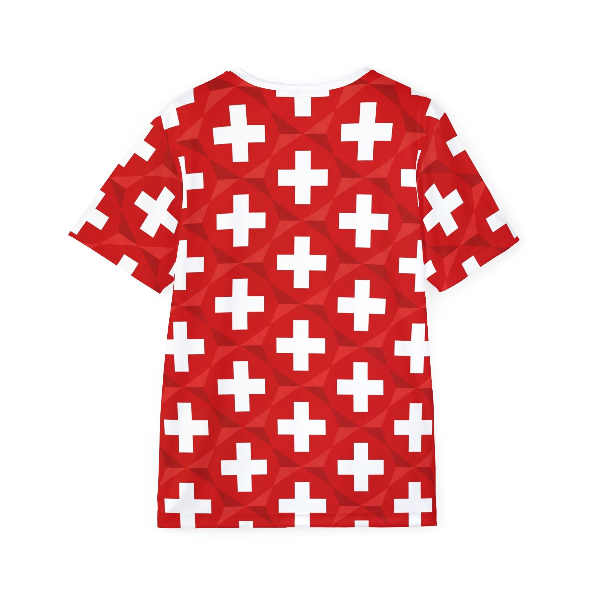 Switzerland Cross Pattern Soccer Jersey - Minimalist Football Fan Shirt