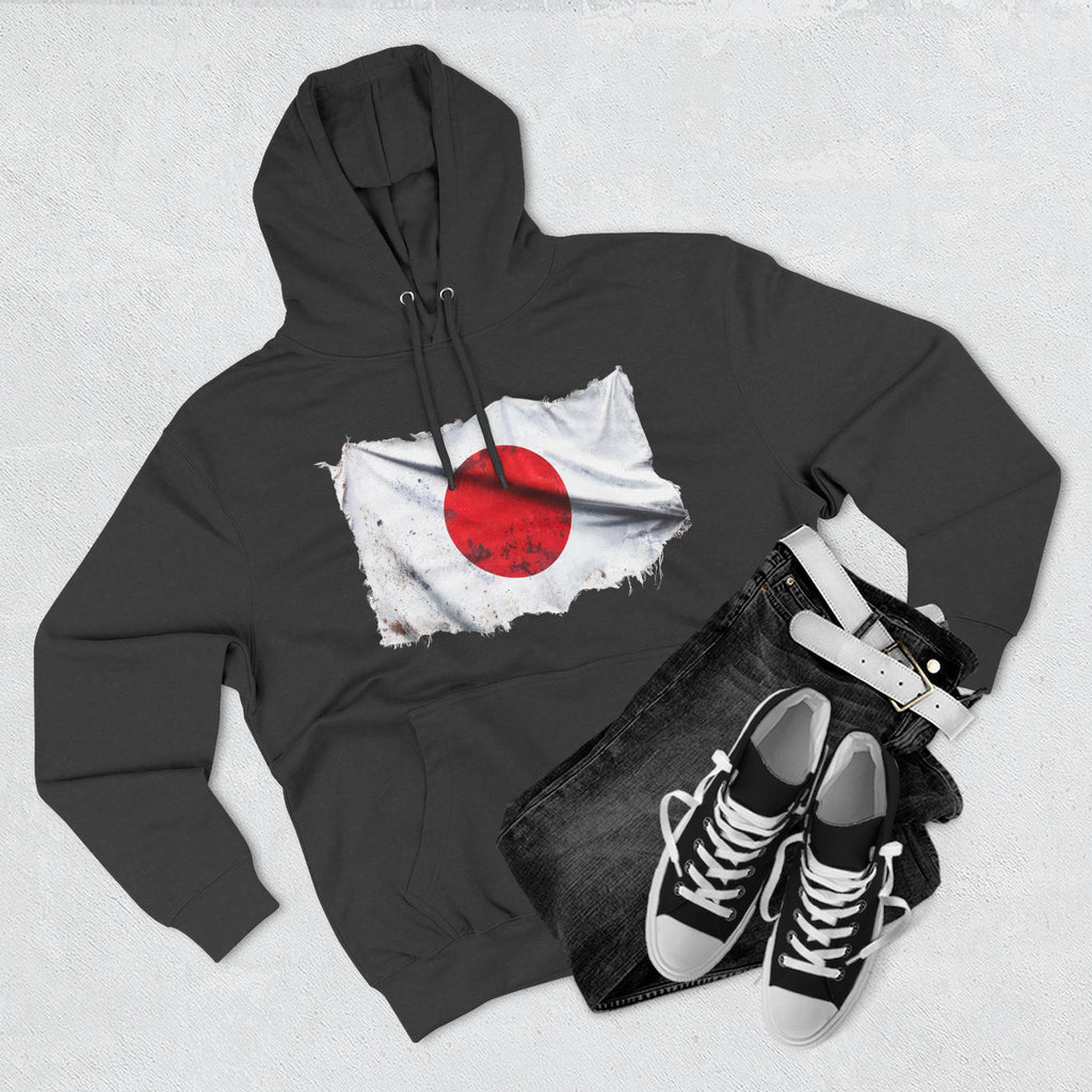 Distressed Japan Flag Pullover Hoodie | Japan Graphic Fleece Hoodie