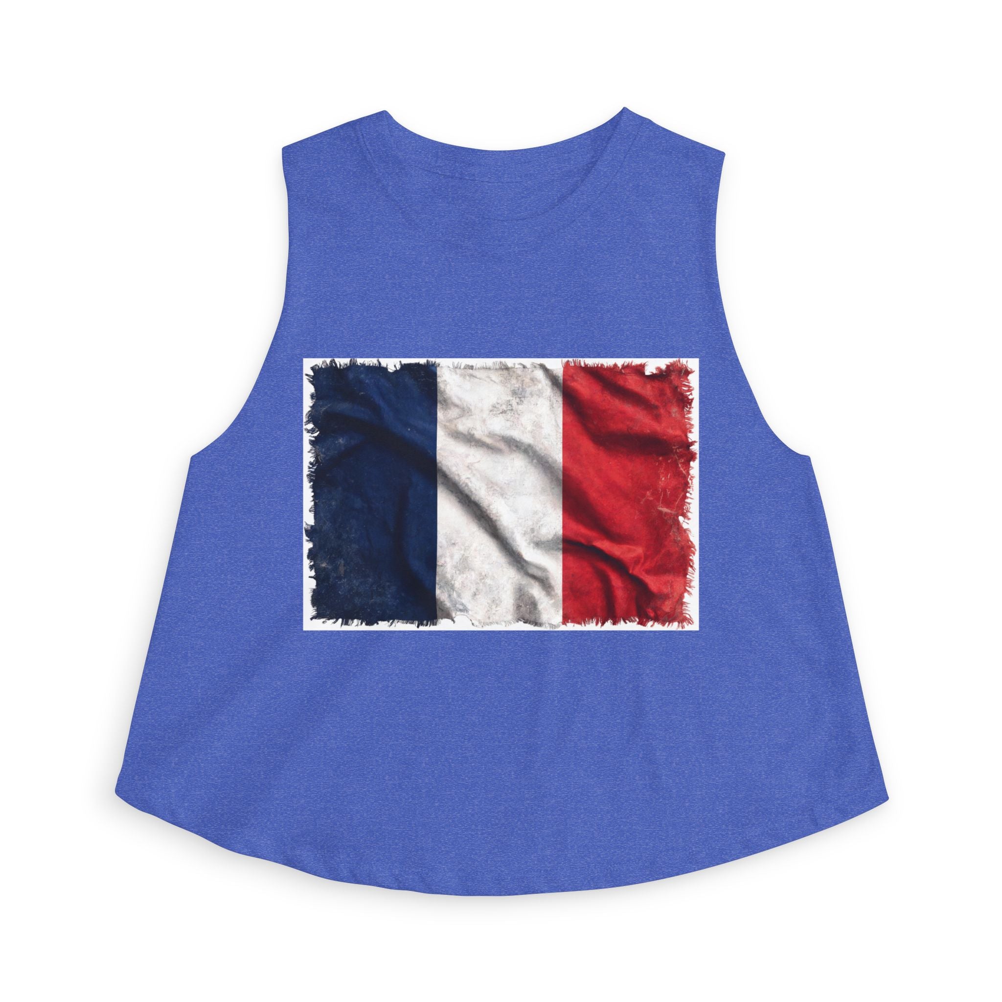Distressed French Flag Crop Top | France Tricolor Tank