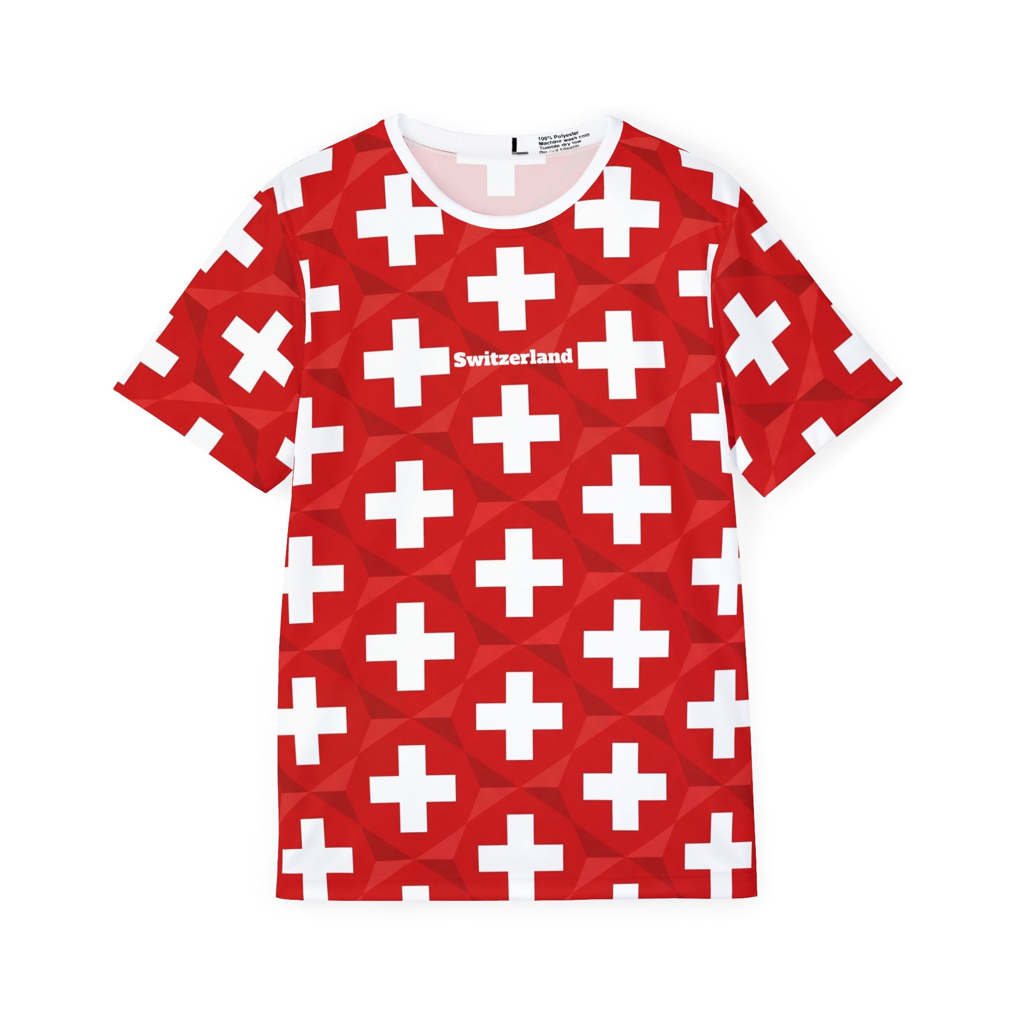Switzerland Cross Pattern Soccer Jersey - Minimalist Football Fan Shirt