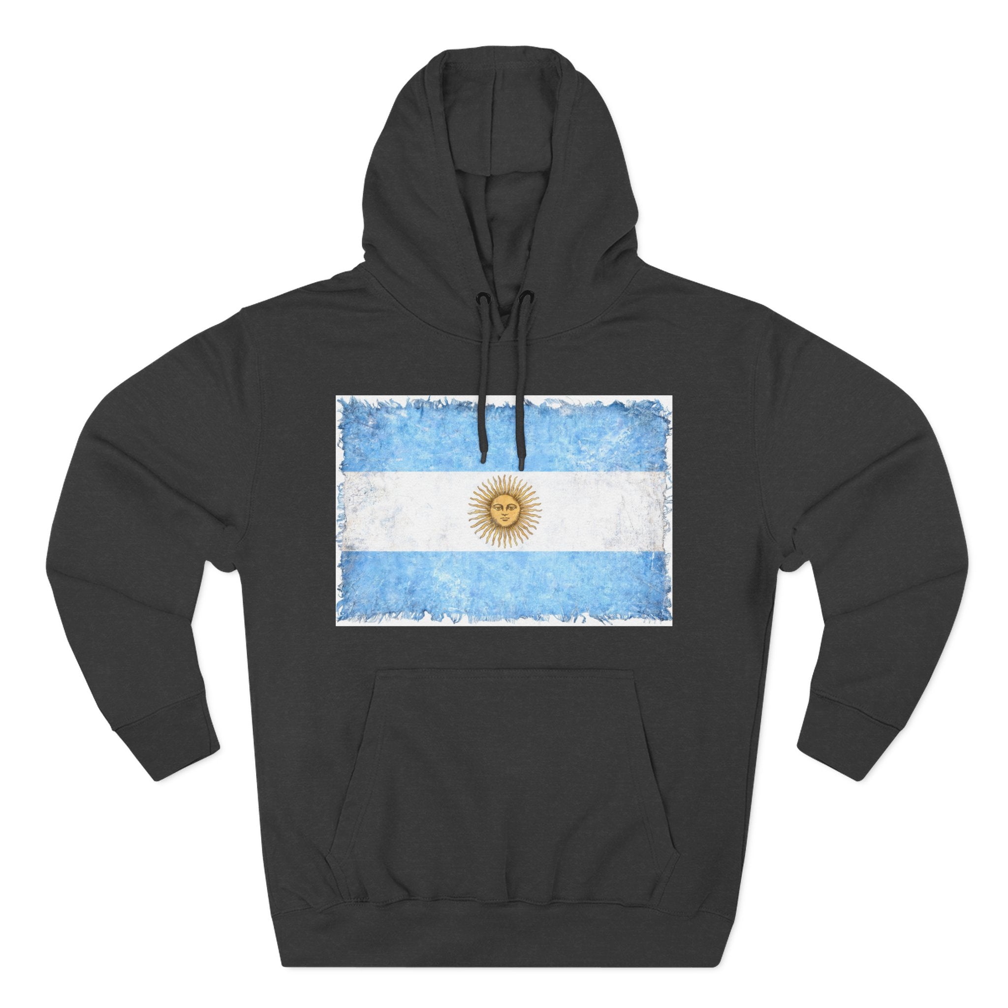 Distressed Argentina Flag Pullover Hoodie | Argentina Graphic Fleece Hoodie