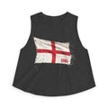 England Flag Crop Top — Distressed St. George Cross Graphic for Women