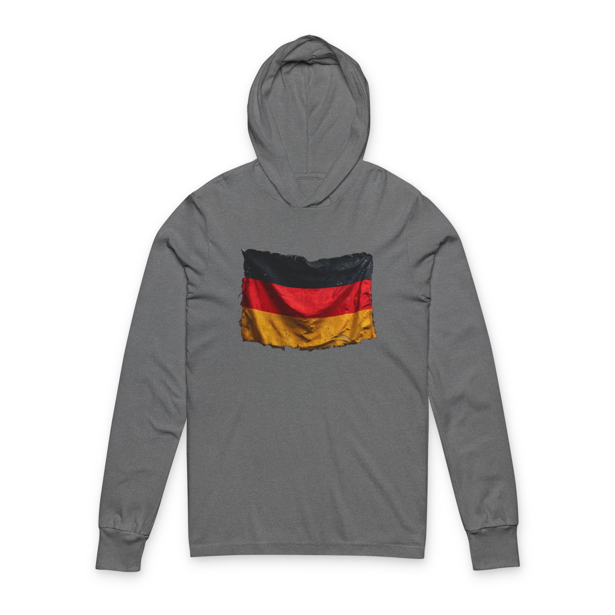 Distressed Germany Flag Hooded Long Sleeve Tee | Germany Graphic Sleeve Hoodie