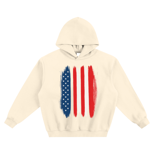 Brushstrokes Fleeced Boxy Hoodie - USA Edition