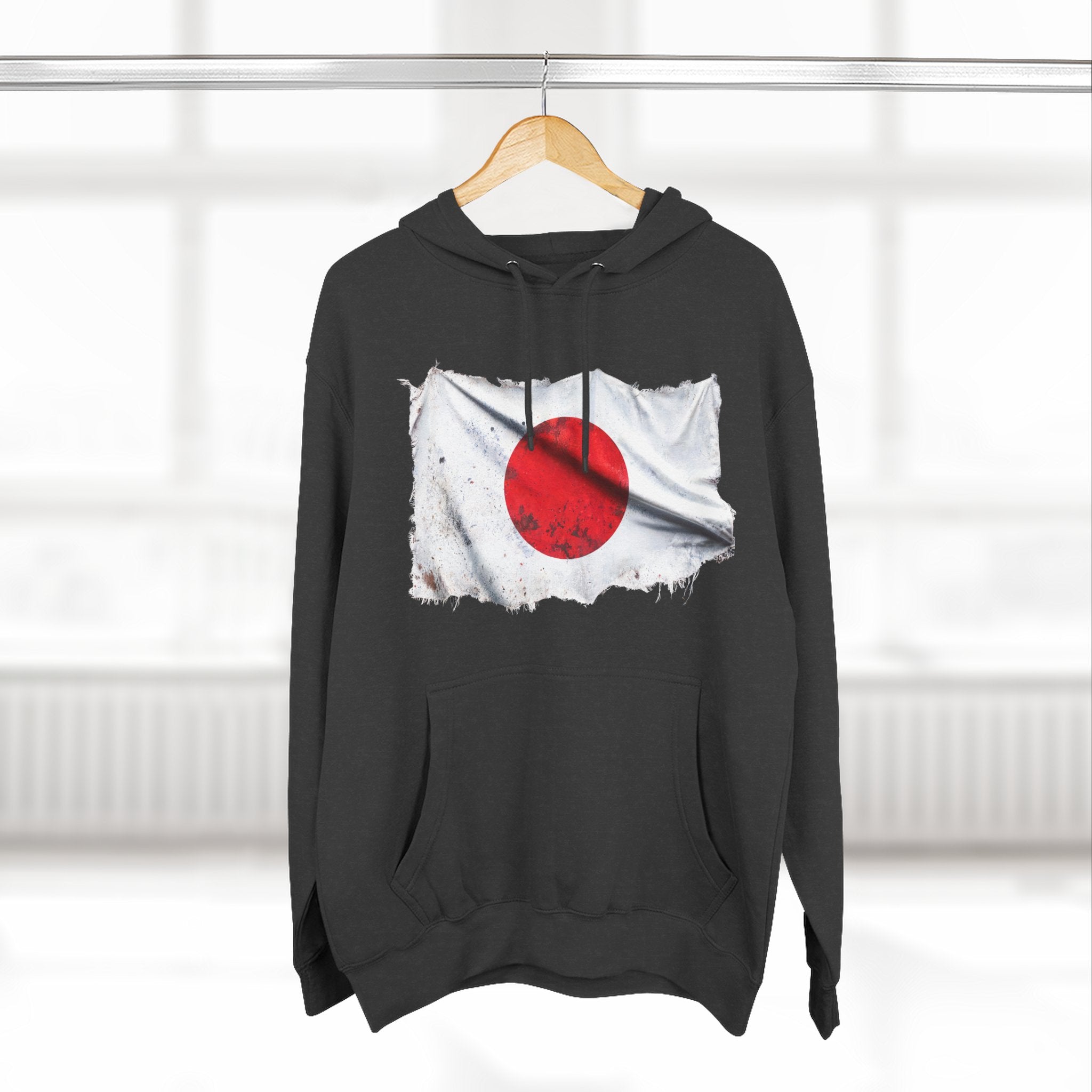 Distressed Japan Flag Pullover Hoodie | Japan Graphic Fleece Hoodie