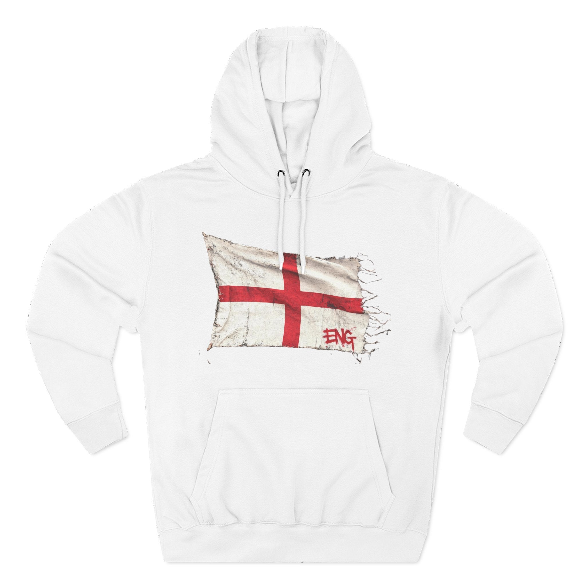 Distressed England Flag Pullover Hoodie | England Graphic Fleece Hoodie