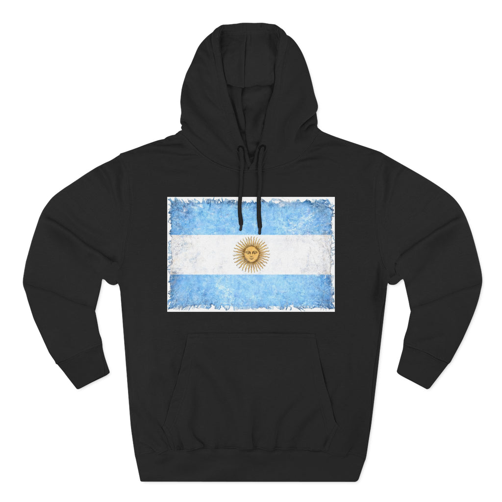Distressed Argentina Flag Pullover Hoodie | Argentina Graphic Fleece Hoodie