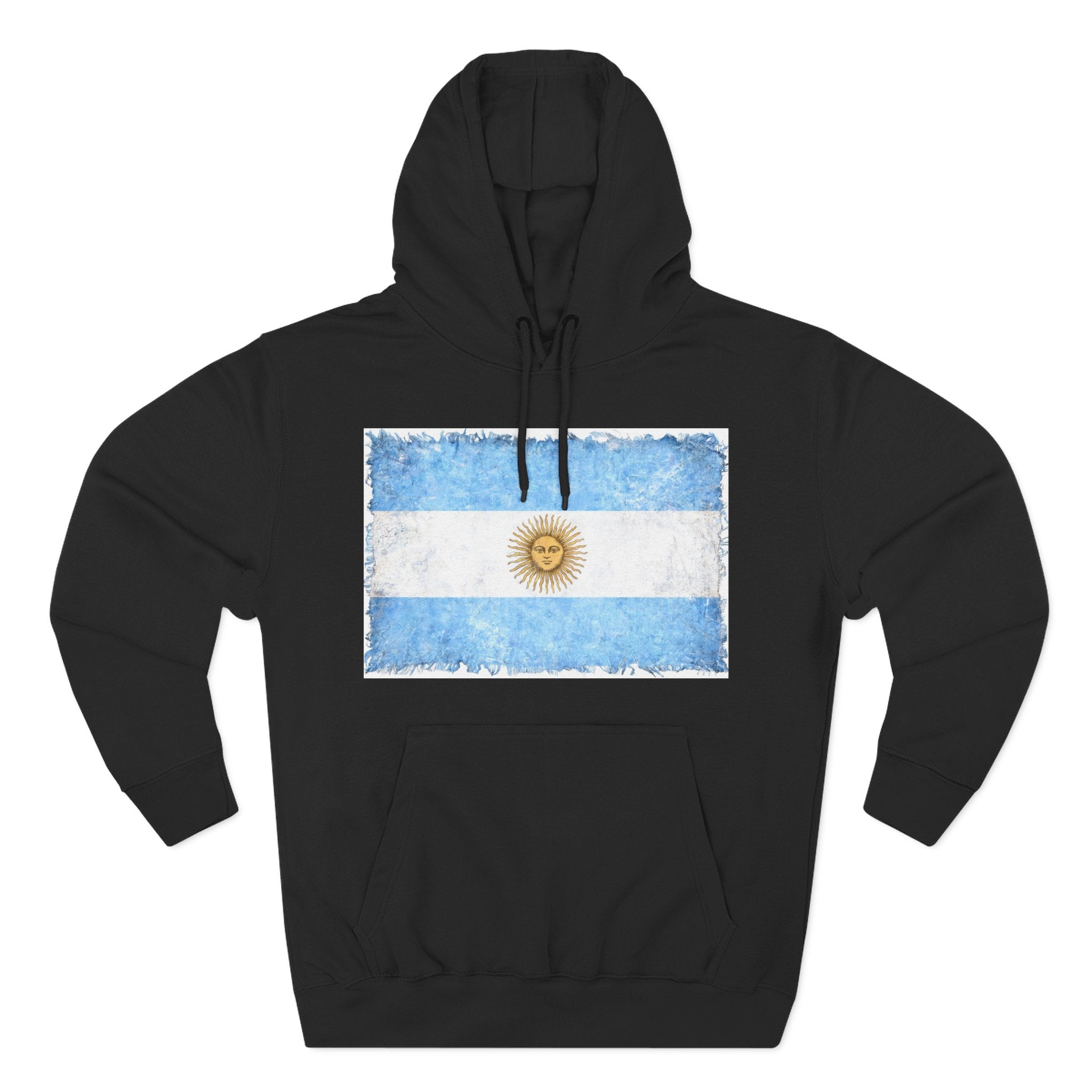 Distressed Argentina Flag Pullover Hoodie | Argentina Graphic Fleece Hoodie