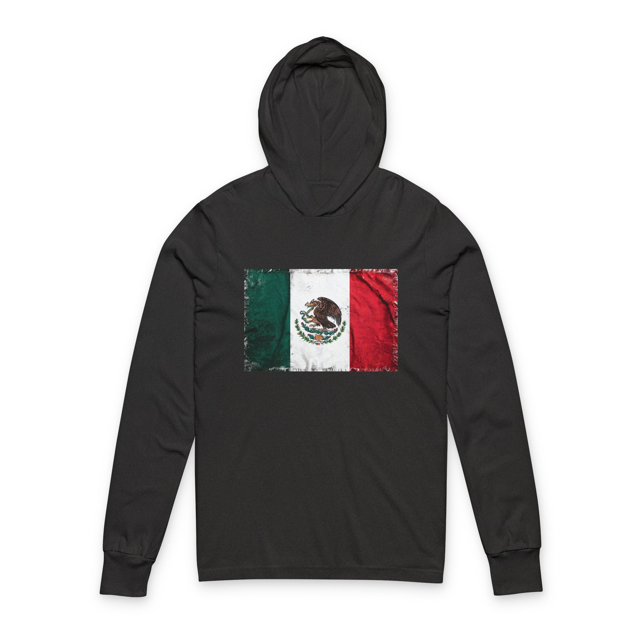 Mexico Flag Hooded Long-Sleeve Tee — Vintage Mexican Flag Shirt