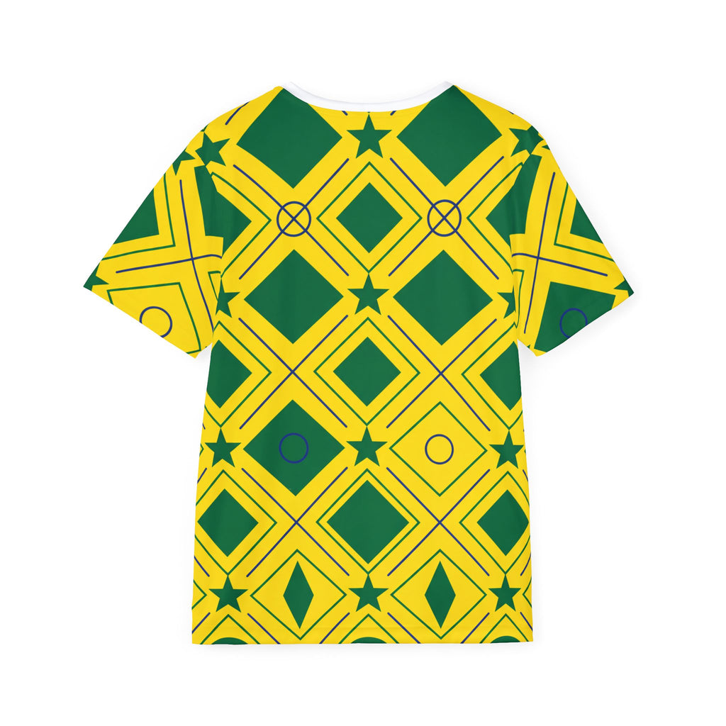Brazil Geometric Pattern Jersey | Yellow Green Brasil Soccer Shirt