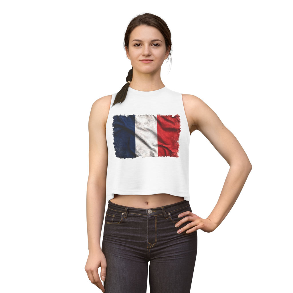 Distressed French Flag Crop Top | France Tricolor Tank