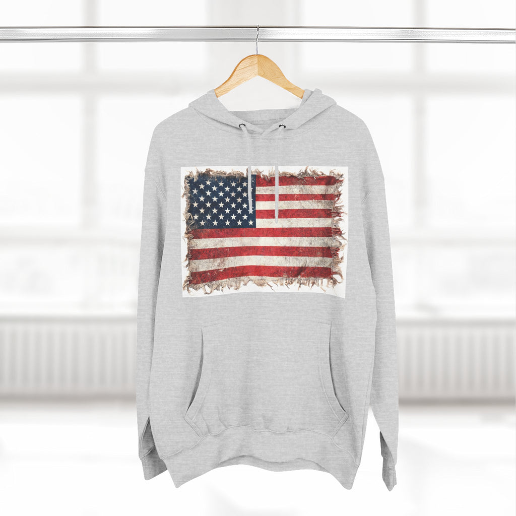 Distressed USA Flag Pullover Hoodie | USA American Flag Fleece Hoodie
