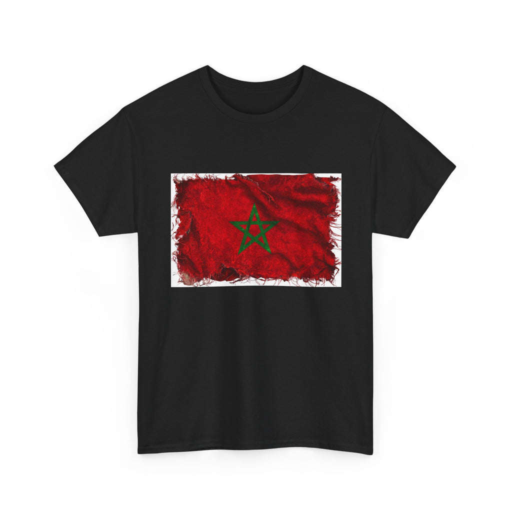 Distressed Morocco Flag Tee | Morocco Graphic Cotton T-Shirt