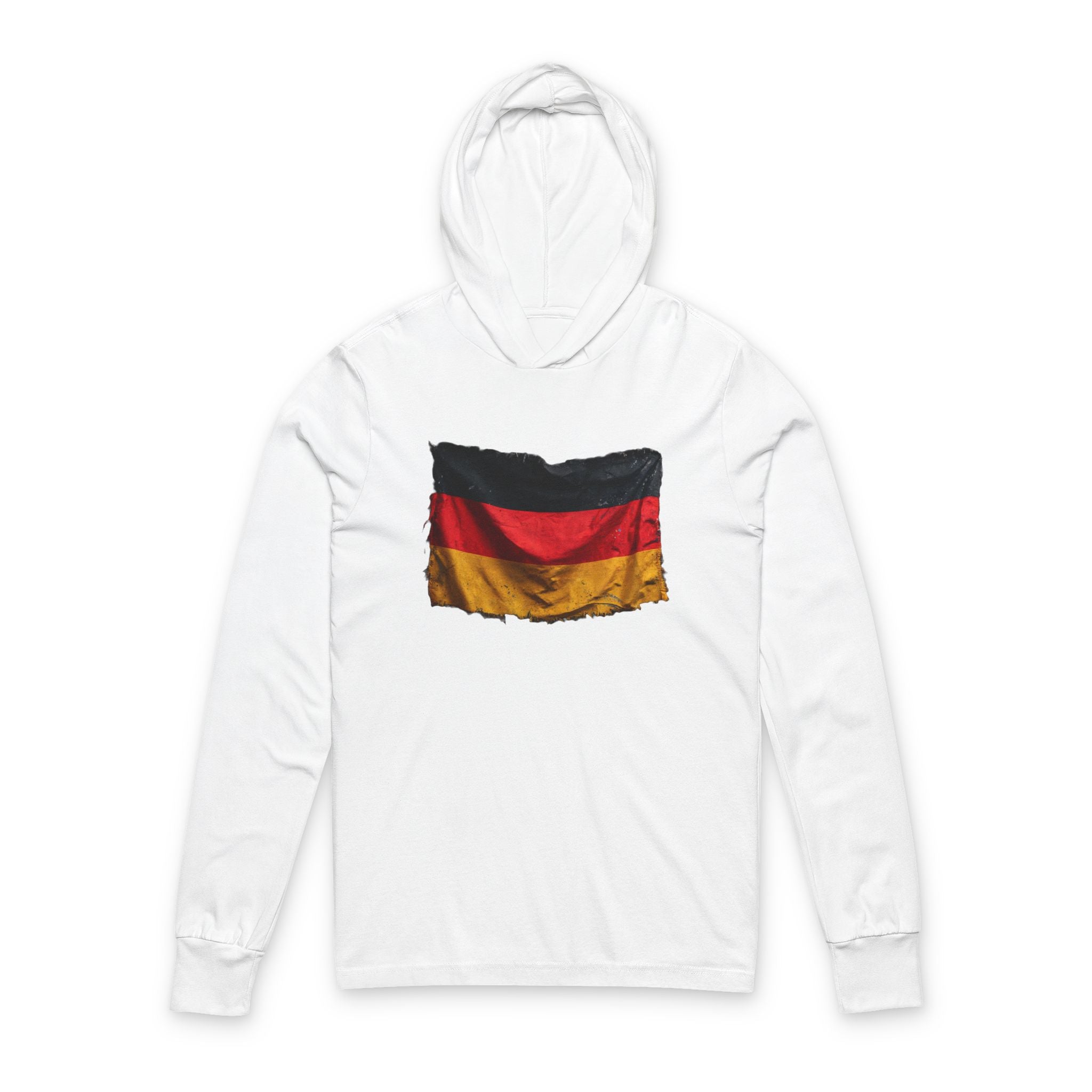 Distressed Germany Flag Hooded Long Sleeve Tee | Germany Graphic Sleeve Hoodie