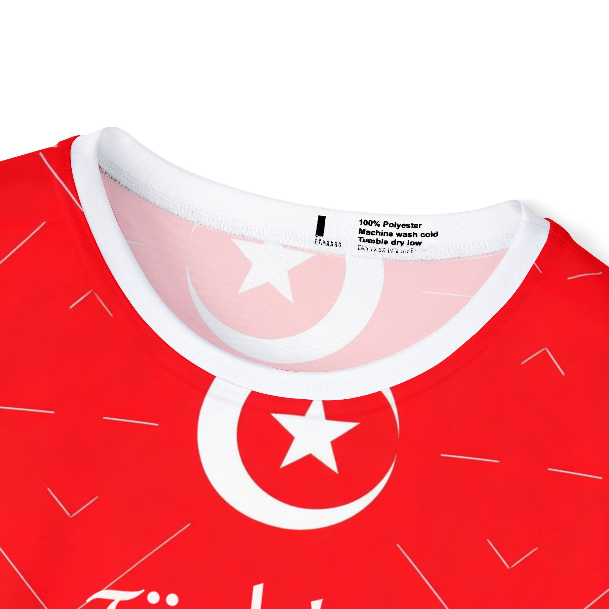 Red Crescent Star Pattern Jersey | All-Over Print Sports Shirt