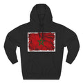 Distressed Morocco Flag Pullover Hoodie | Morocco Graphic Fleece Hoodie