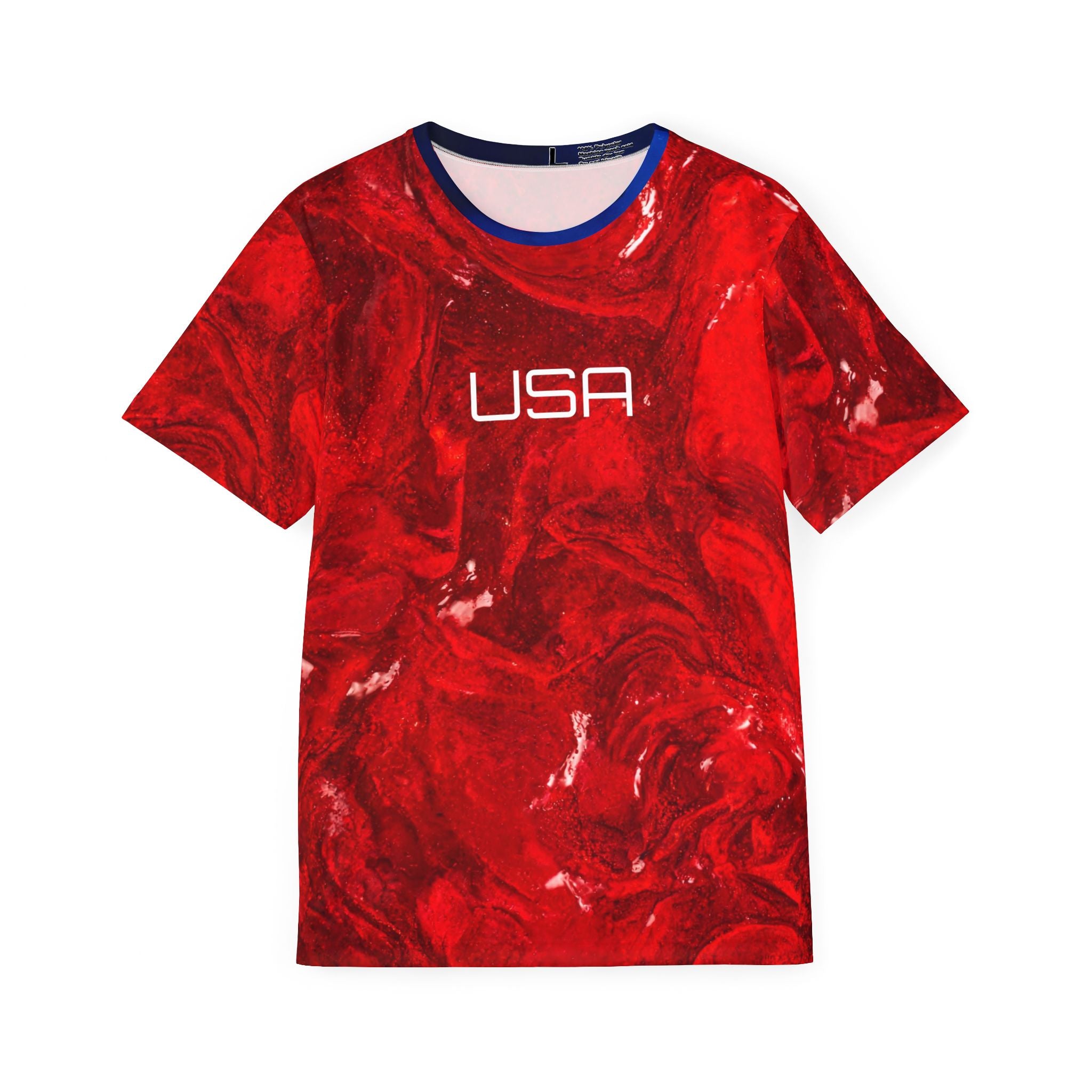 USA Red Marble Sports Jersey | Athletic Tee