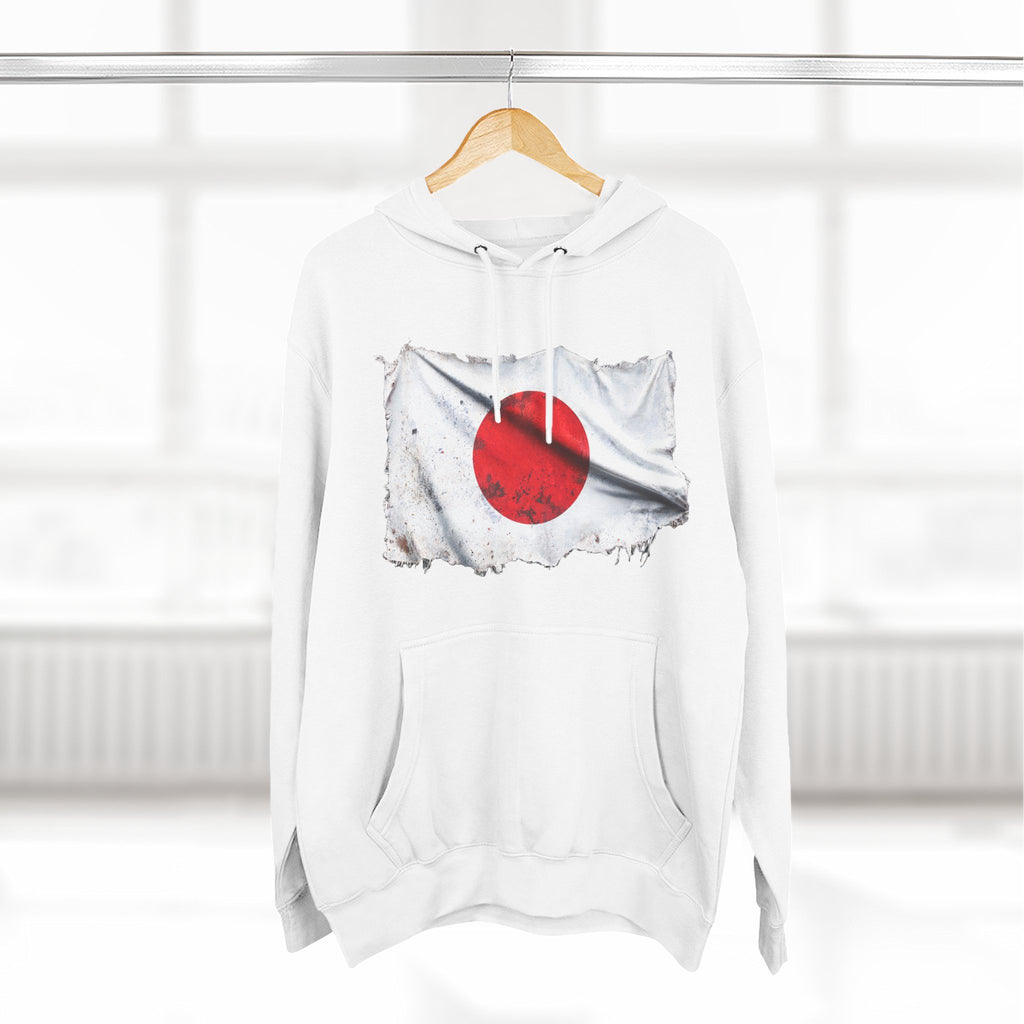Distressed Japan Flag Pullover Hoodie | Japan Graphic Fleece Hoodie
